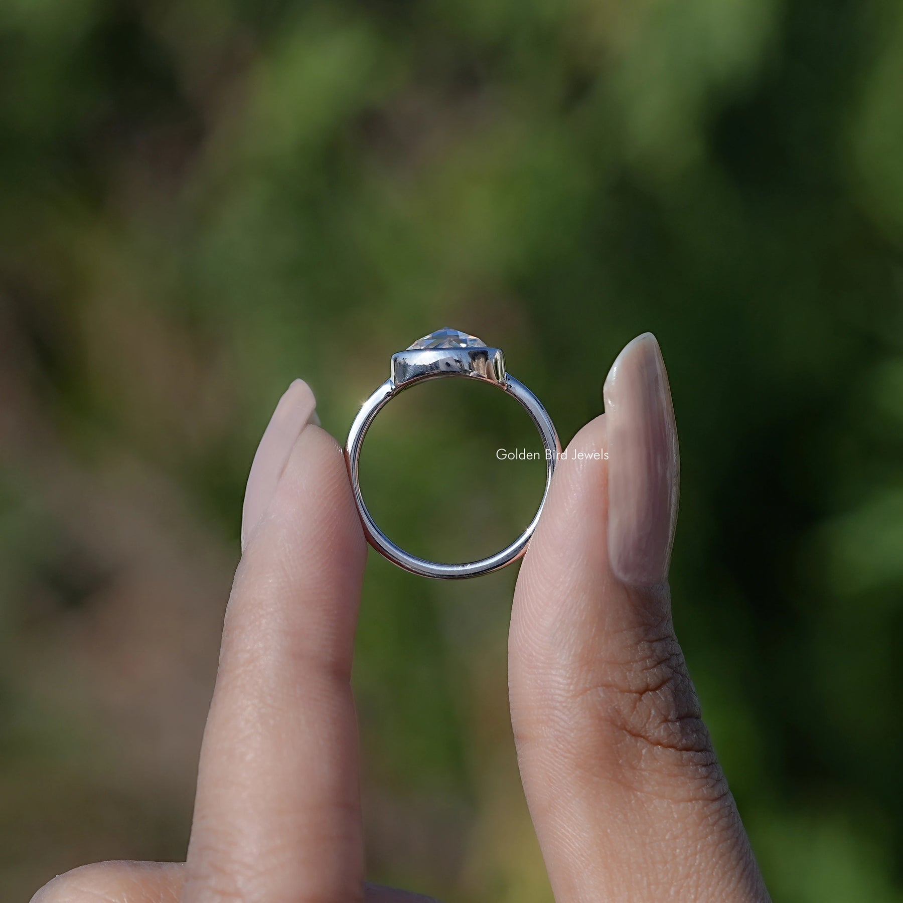 Rose Cut Round Moissanite Solitaire Ring For Her