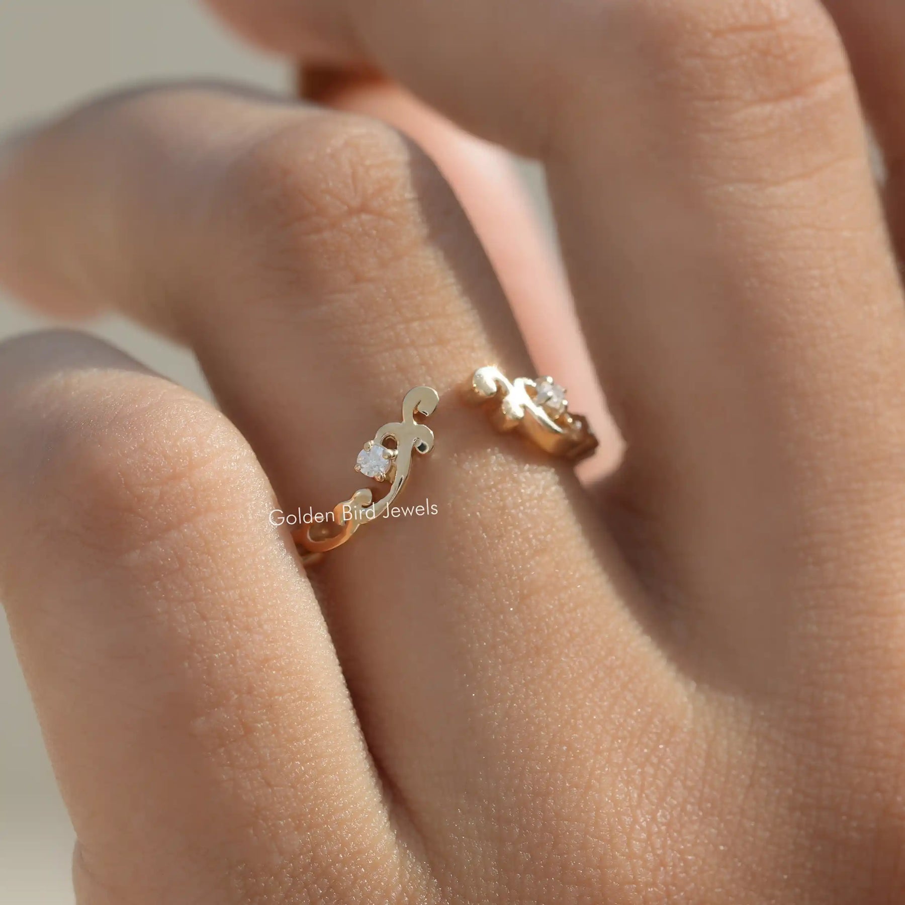 Round Cut Lab Diamond Open Cuff Stacking Band