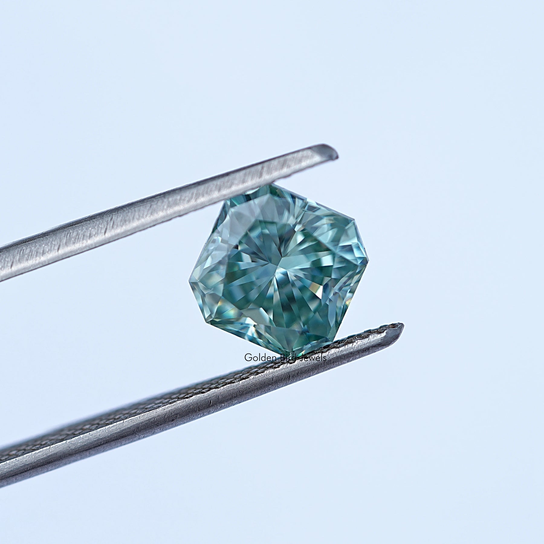 Tweezer view of Moissanite Radiant Cut Loose Stone