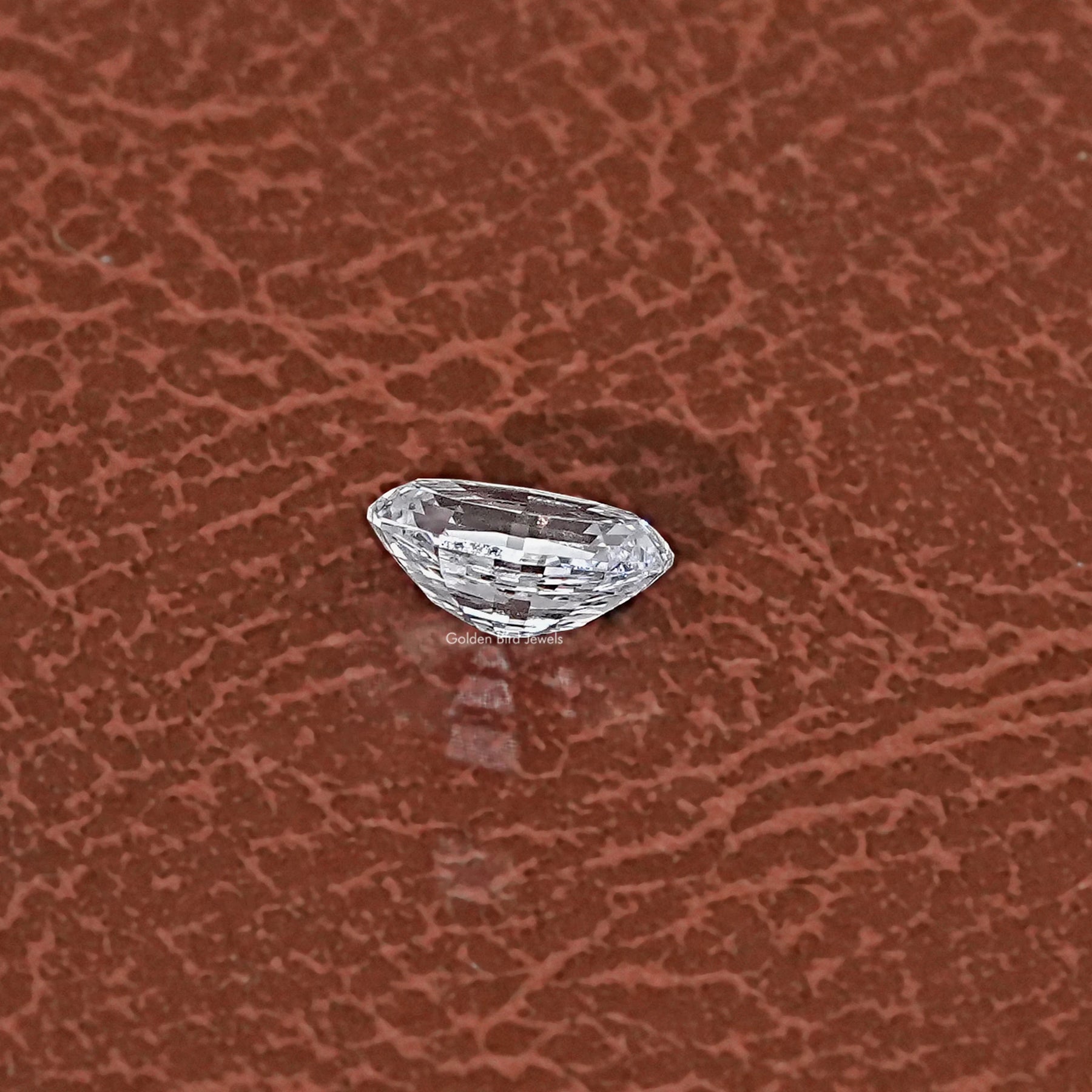 Side View of Step Cut Oval Lab Grown Loose Diamond In White Gold