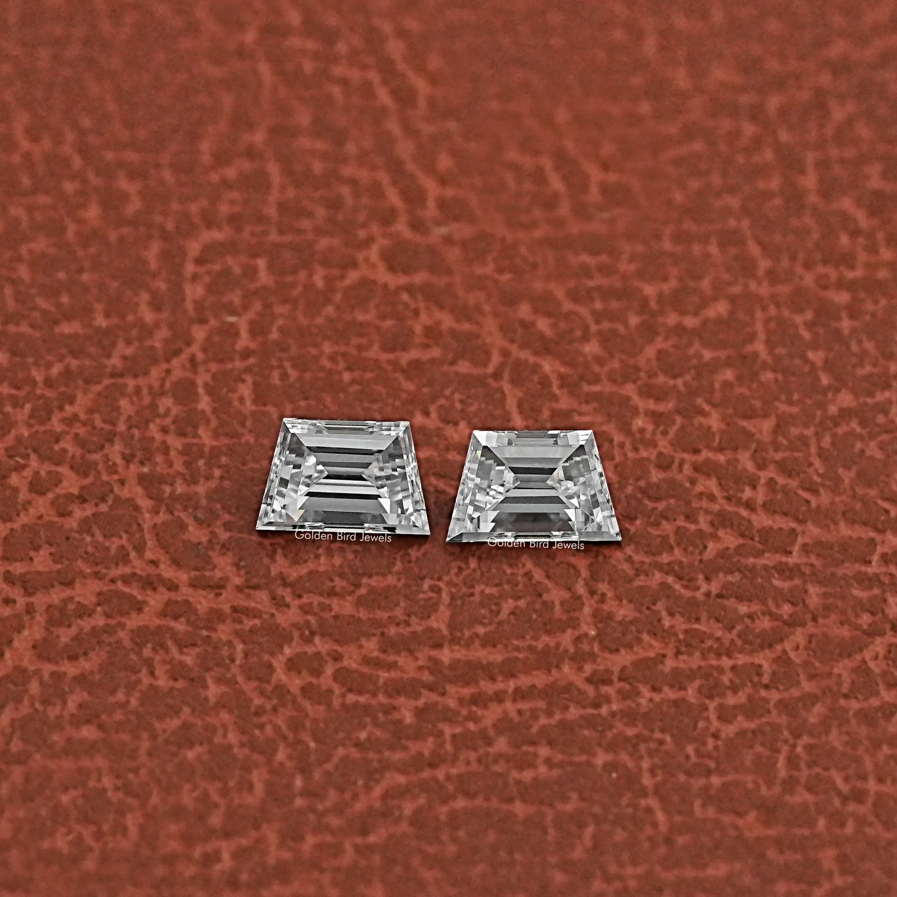 Cross View Of Step Cut Trapezoid Shaped Lab Diamonds