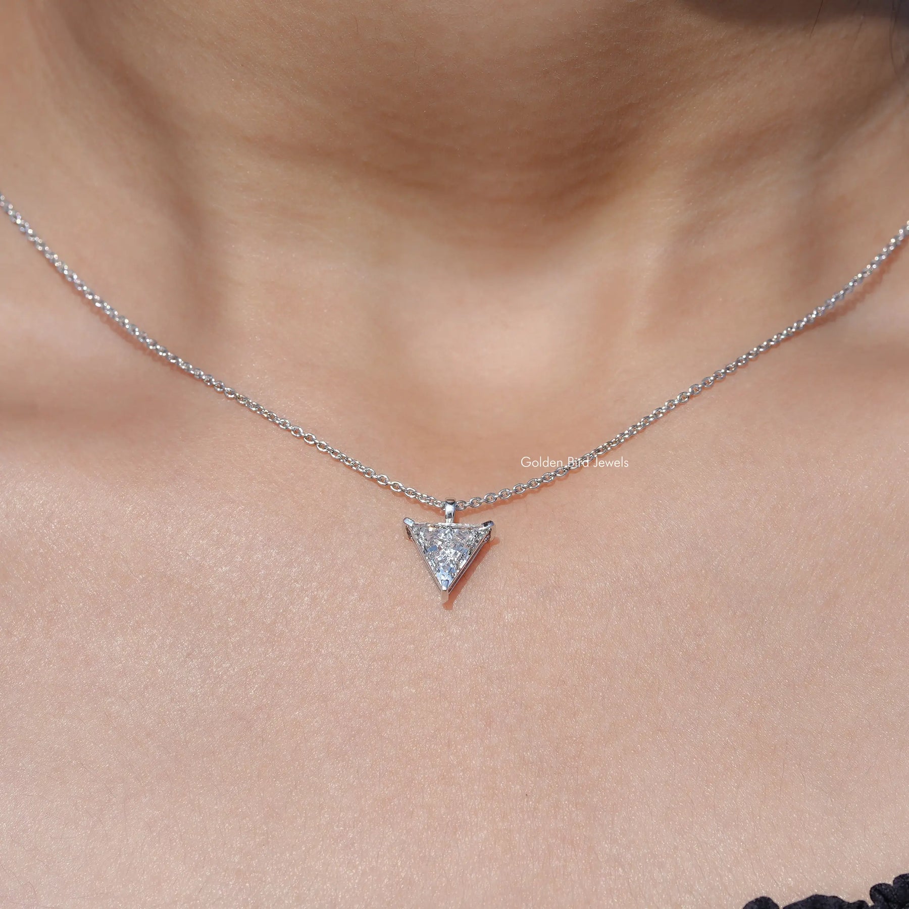 Triangle Cut Lab Diamond Solitaire Necklace