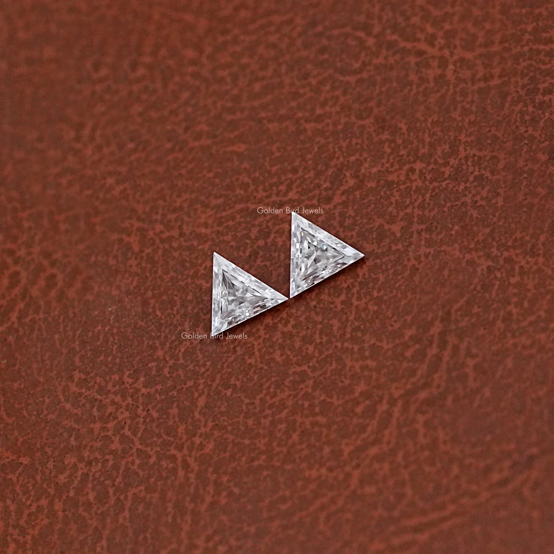 Detailed View Of Triangle Cut Lab Loose moissanite in Unique Pattern