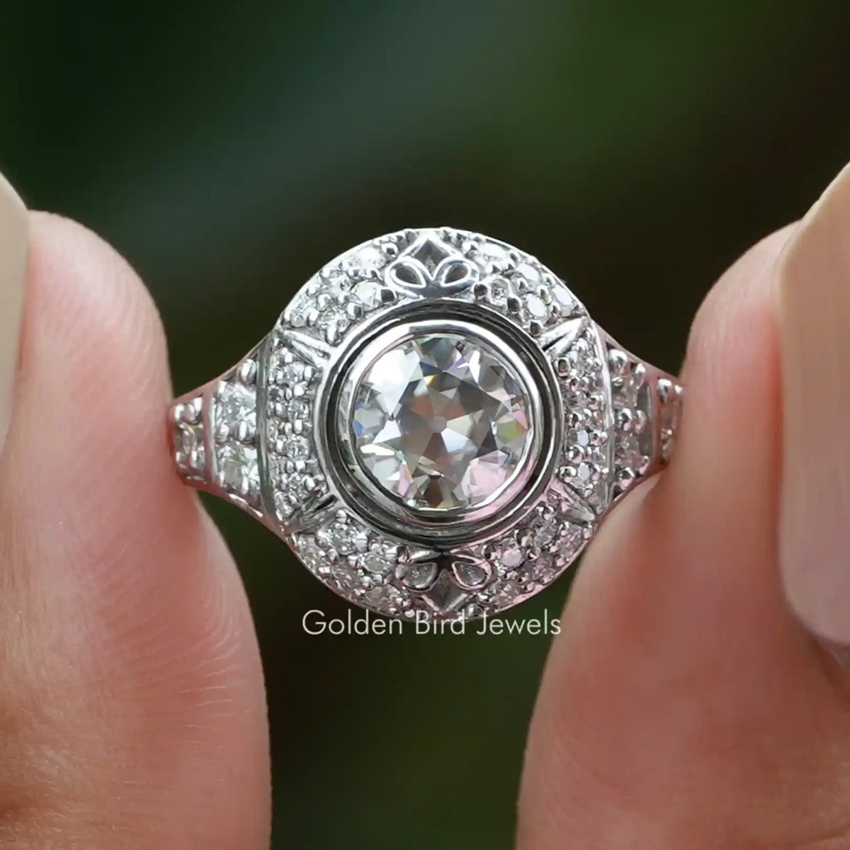 Old European Cut Moissanite Vintage Engagement Ring