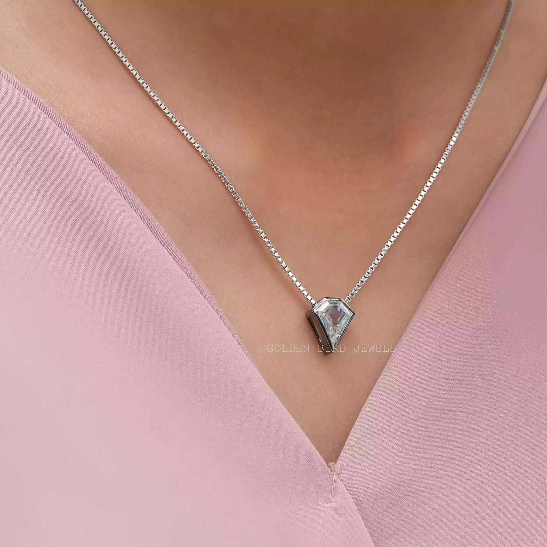 View of moissanite pendant for women