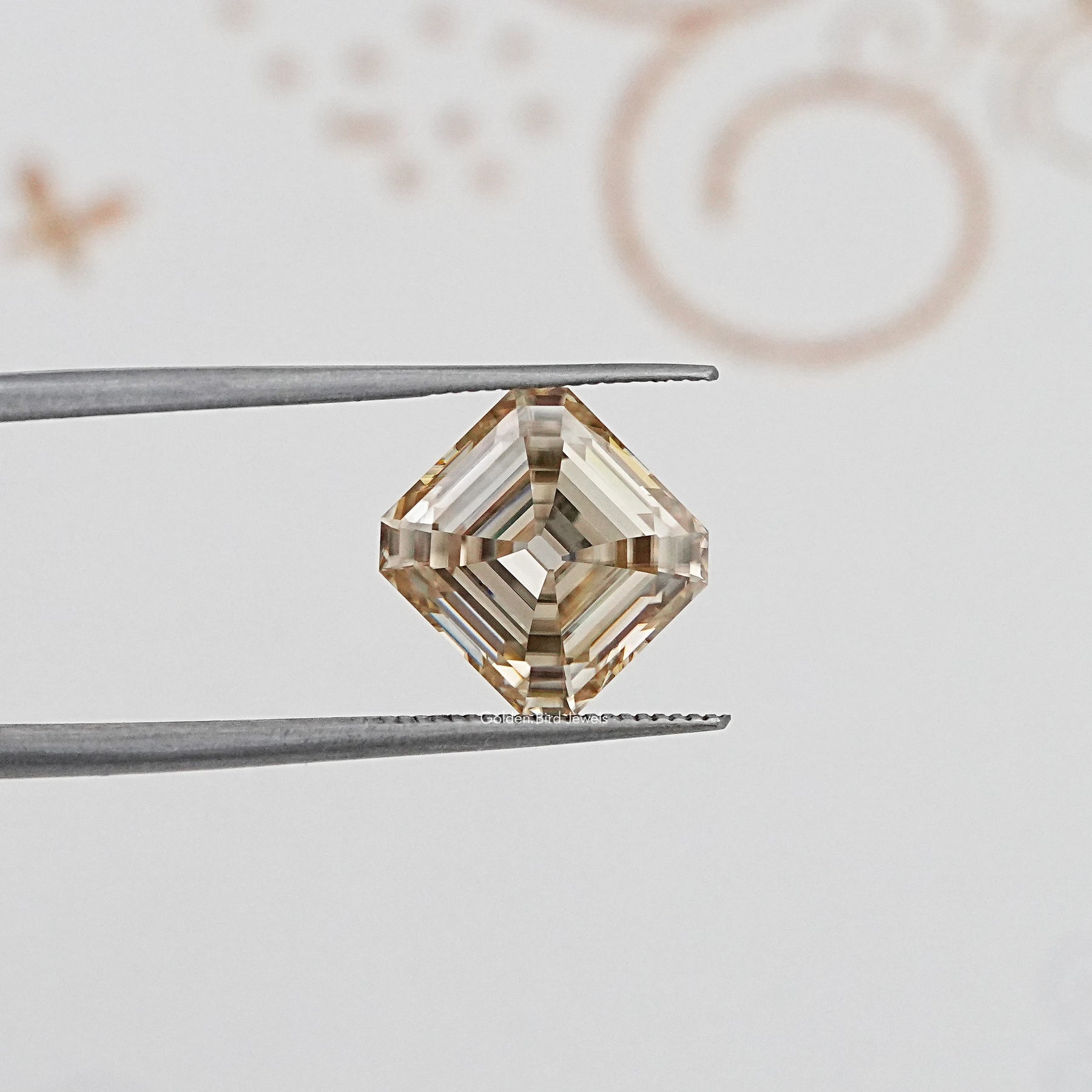 Front View Of Old Mine Asscher Cut Loose Moissanite Stone