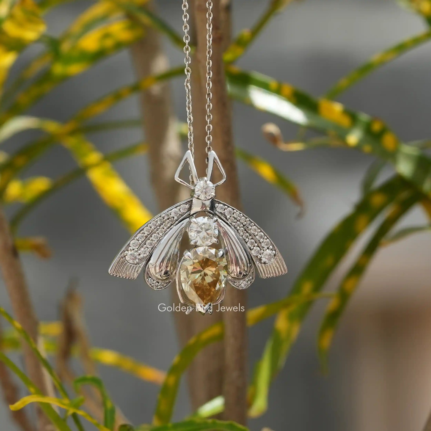 Detailed view of moissanite bridesmaid pendant