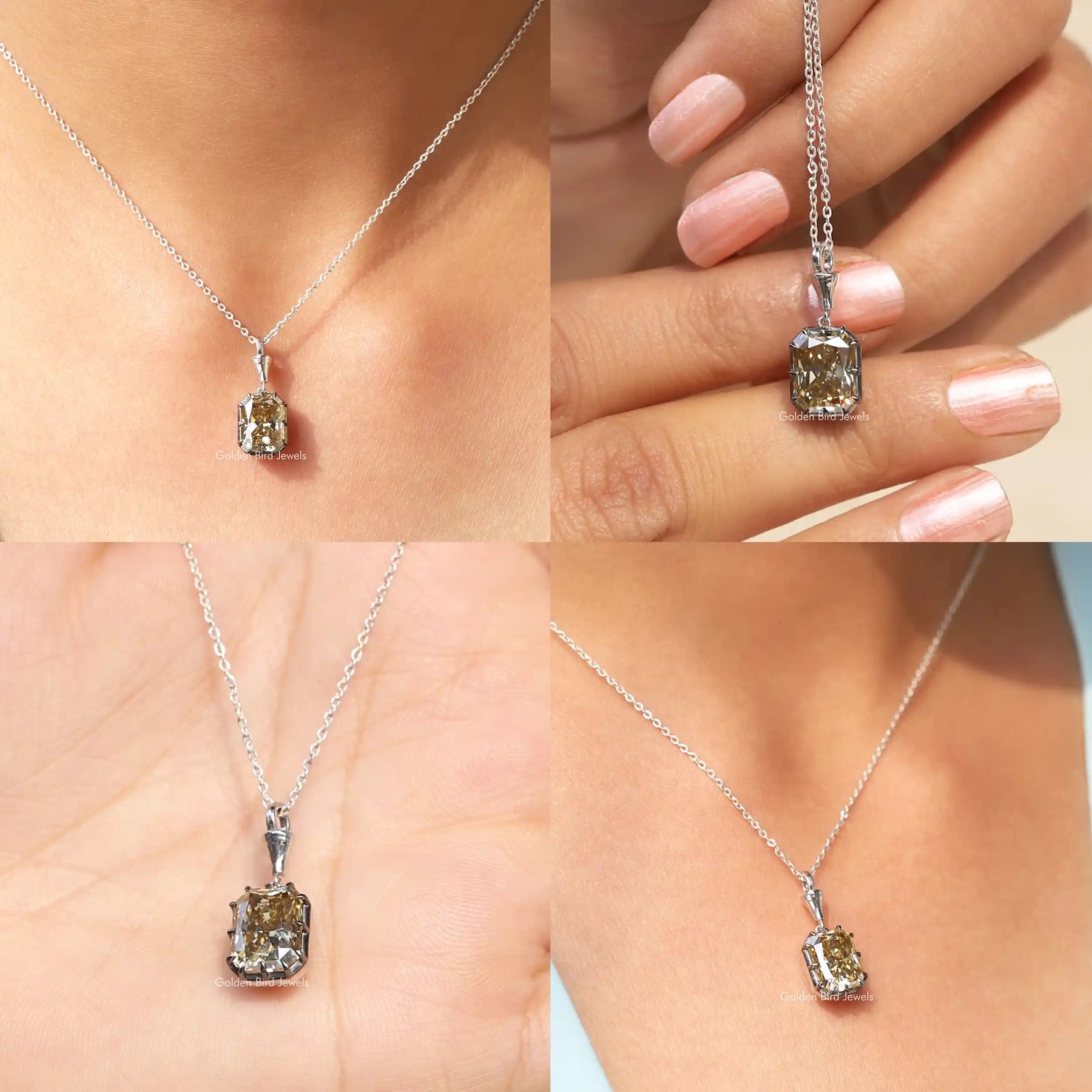 Front back side and close view of moissanite pandent