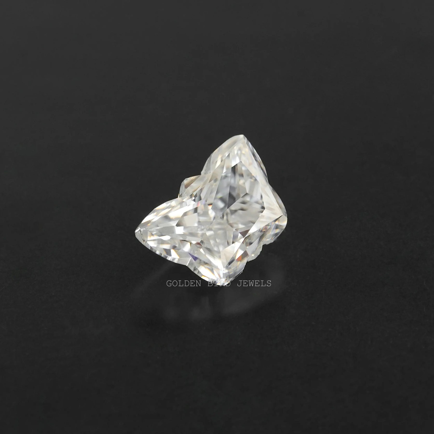 Close-Up View of Moissanite Butterfly Cut Loose Stone In White