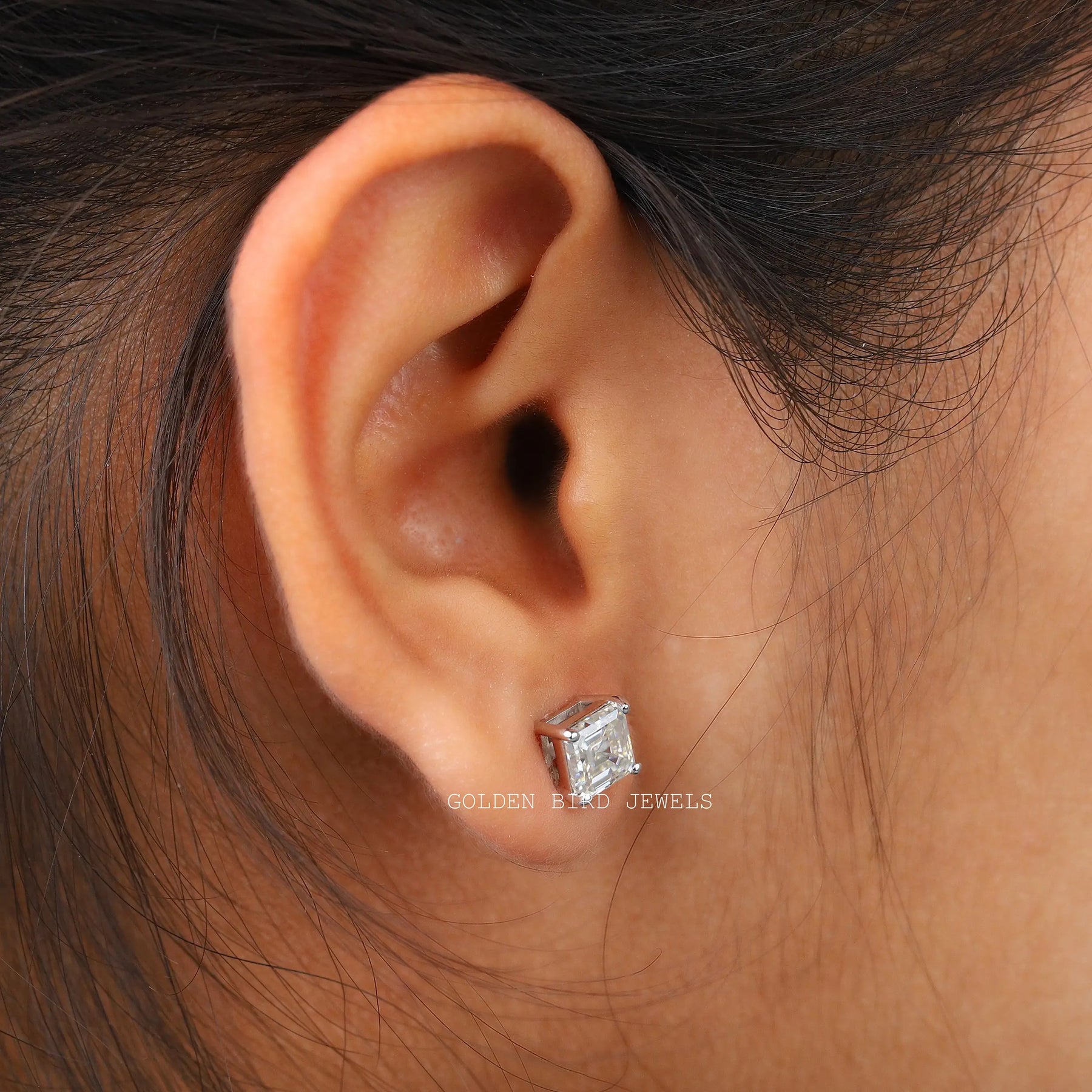 Pair Of a Colorless asscher Cut Moissanite Wedding Earrings
