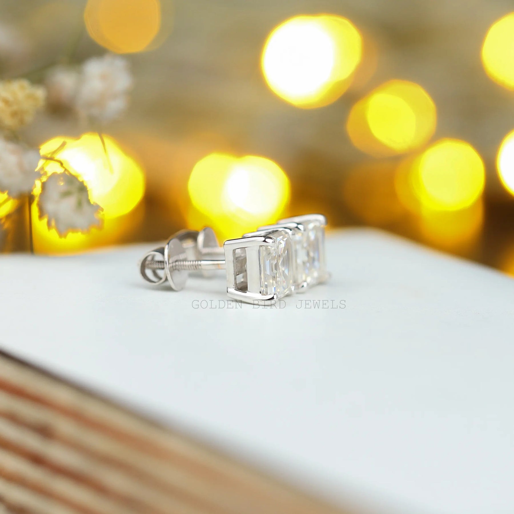 Back view of moissanite stud earings