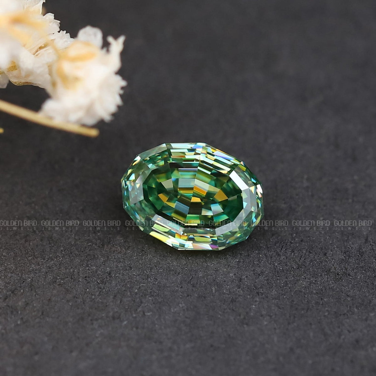 Front View Of Moissanite Step Cut Oval Cut Loose