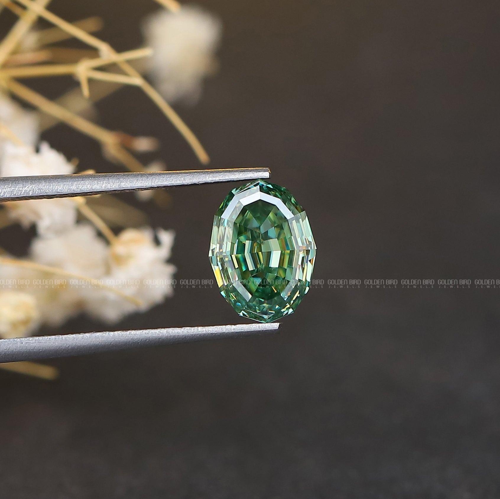 View Of 3.75 Carat step Cut Oval Loose Moissanite