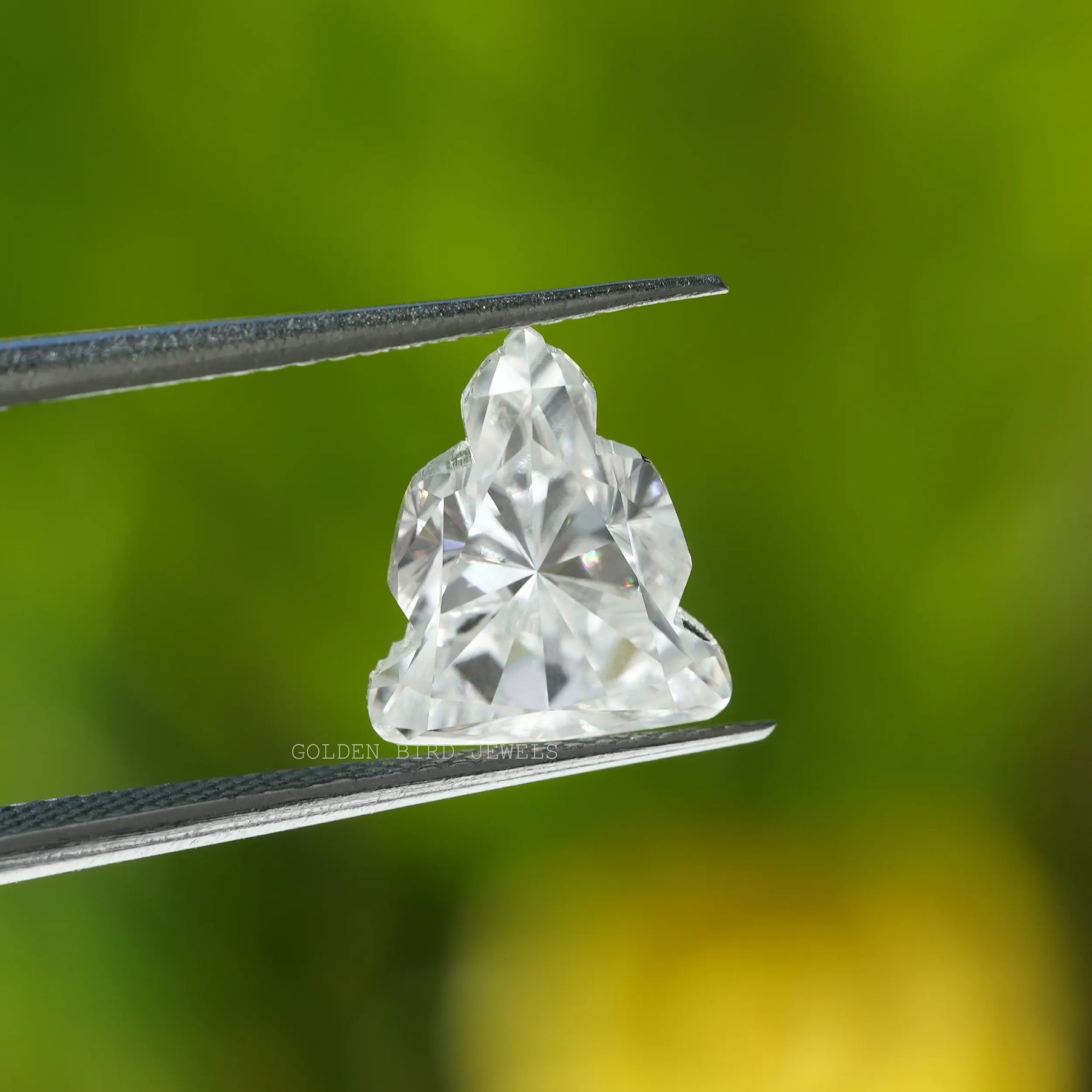View Of Buddha Cut Antique Loose Moissanite In White