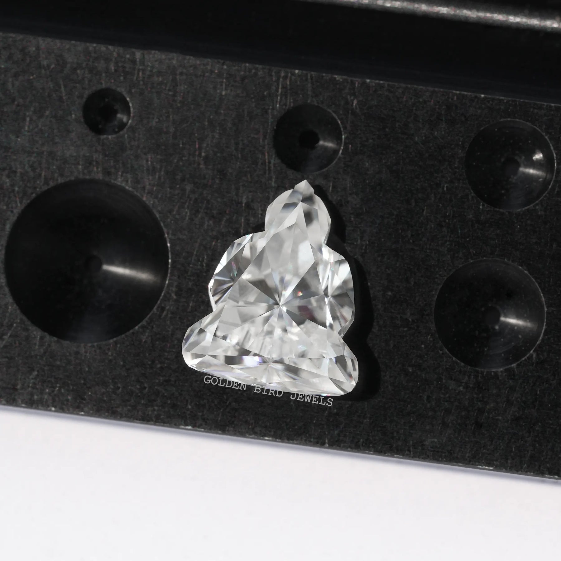 View of Buddha Cut Loose Moissanite Stone In White