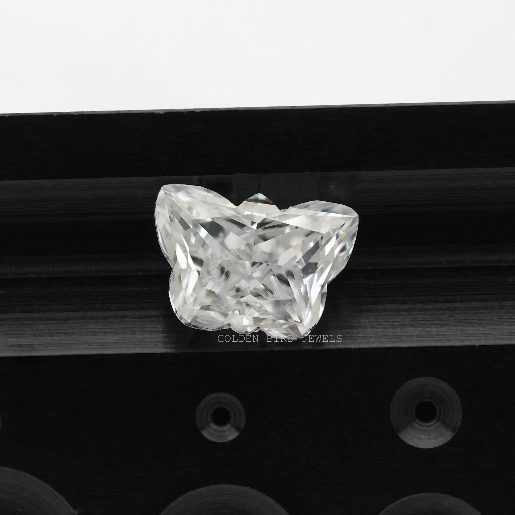 View of Colorless Antique Butterfly Cut Loose Moissanite