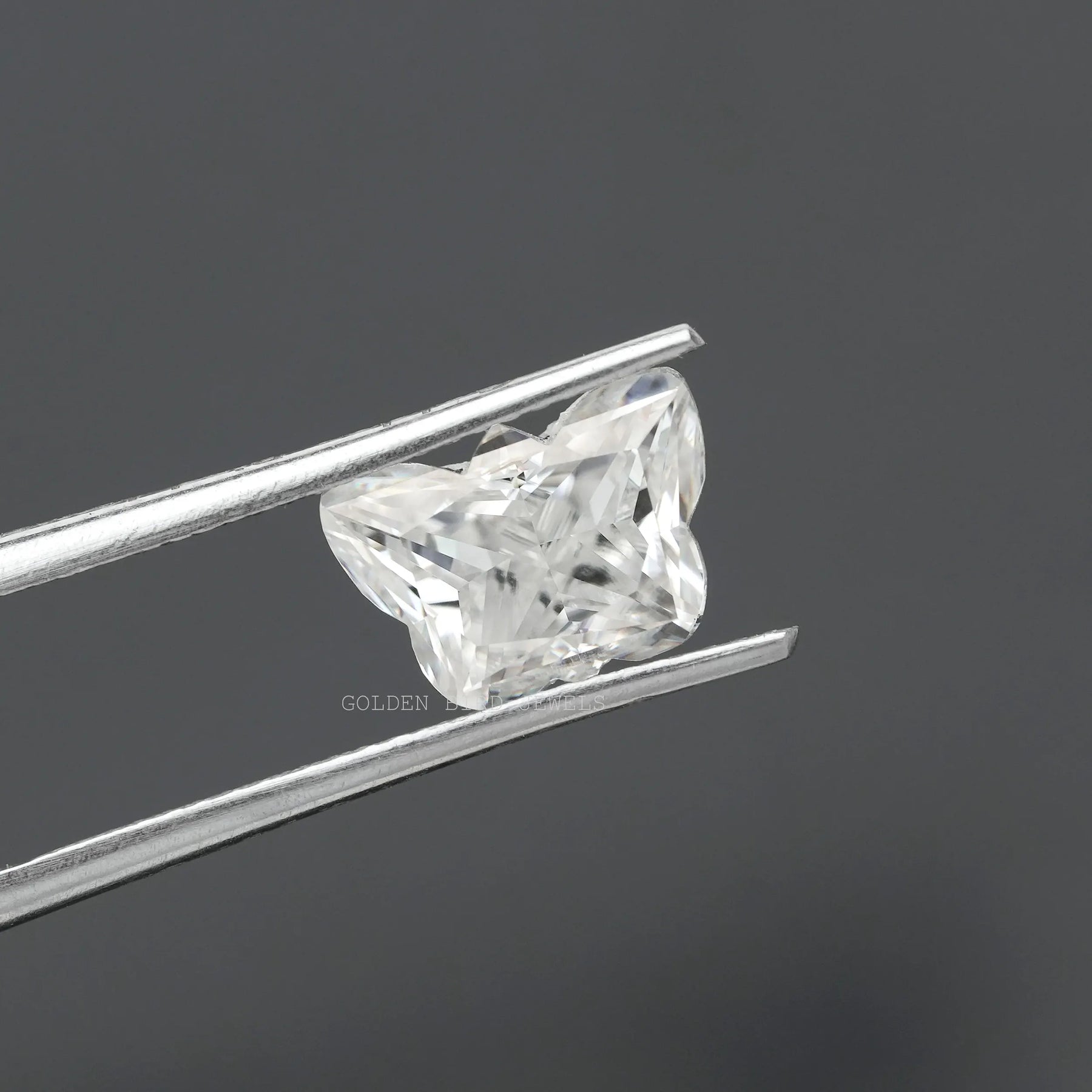 Front view of the twijer of Butterfly Cut Moissanite Loose Stone In White