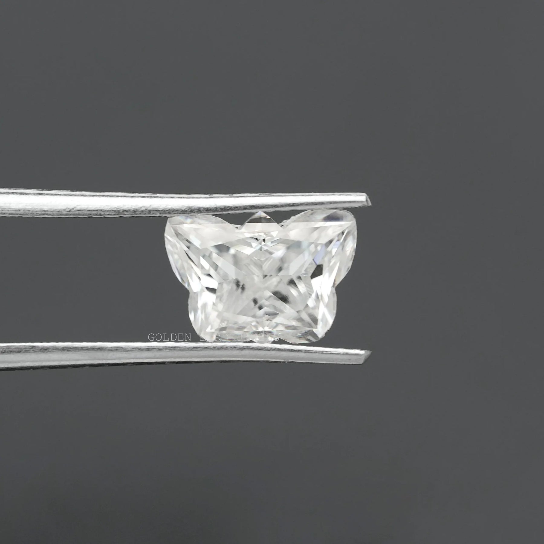 View of Butterfly Cut Moissanite Loose Stone In White