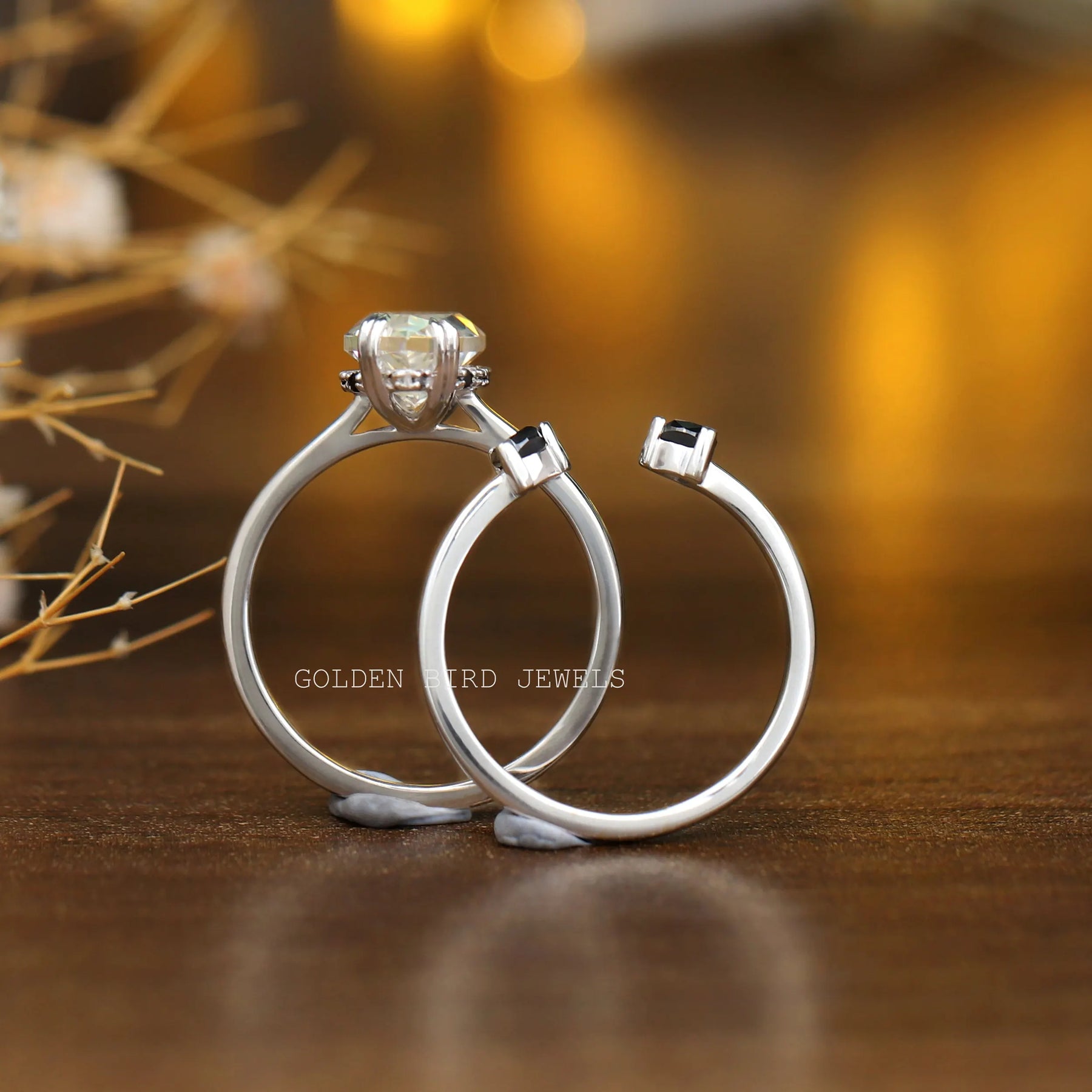 Back View of Hidden Halo Marquise Engagement Ring