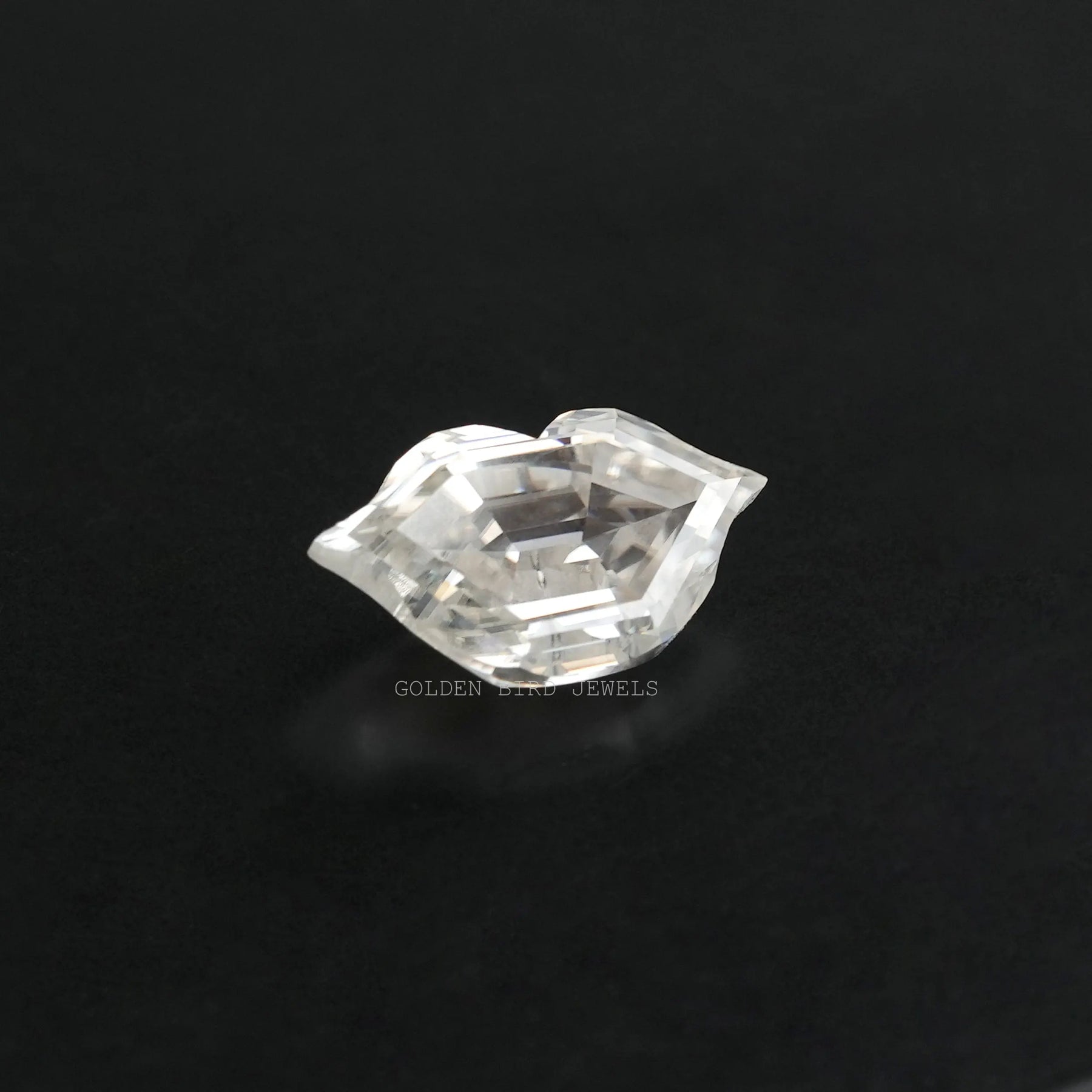 View of Colorless Antique Lips Shaped Loose Moissanite Stone