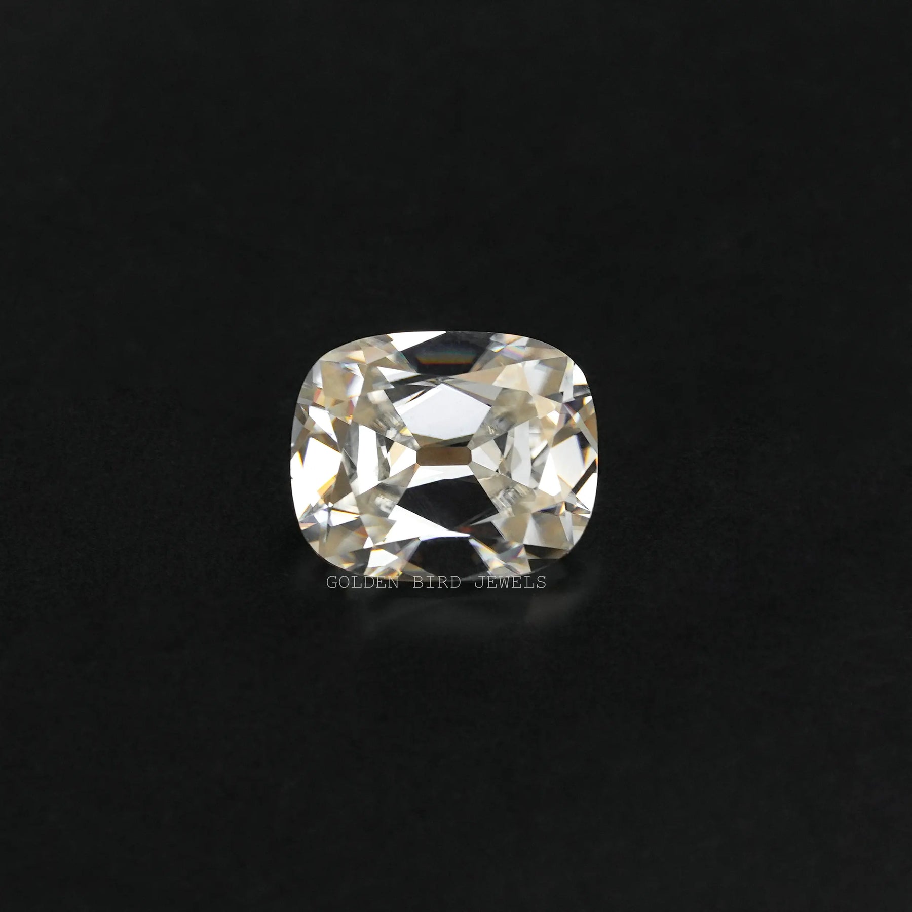 Front View Of Old mine Cushion Moissanite