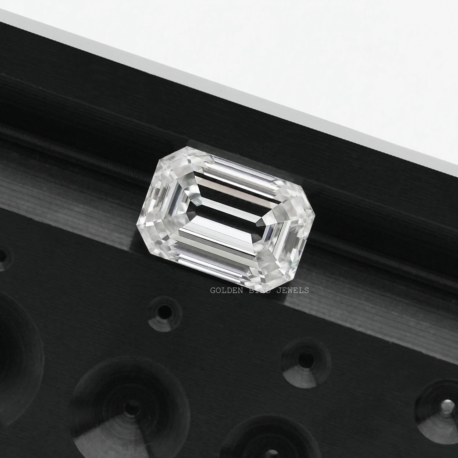 Top view of Moissanite Old Mine Emerald Cut Loose Stone