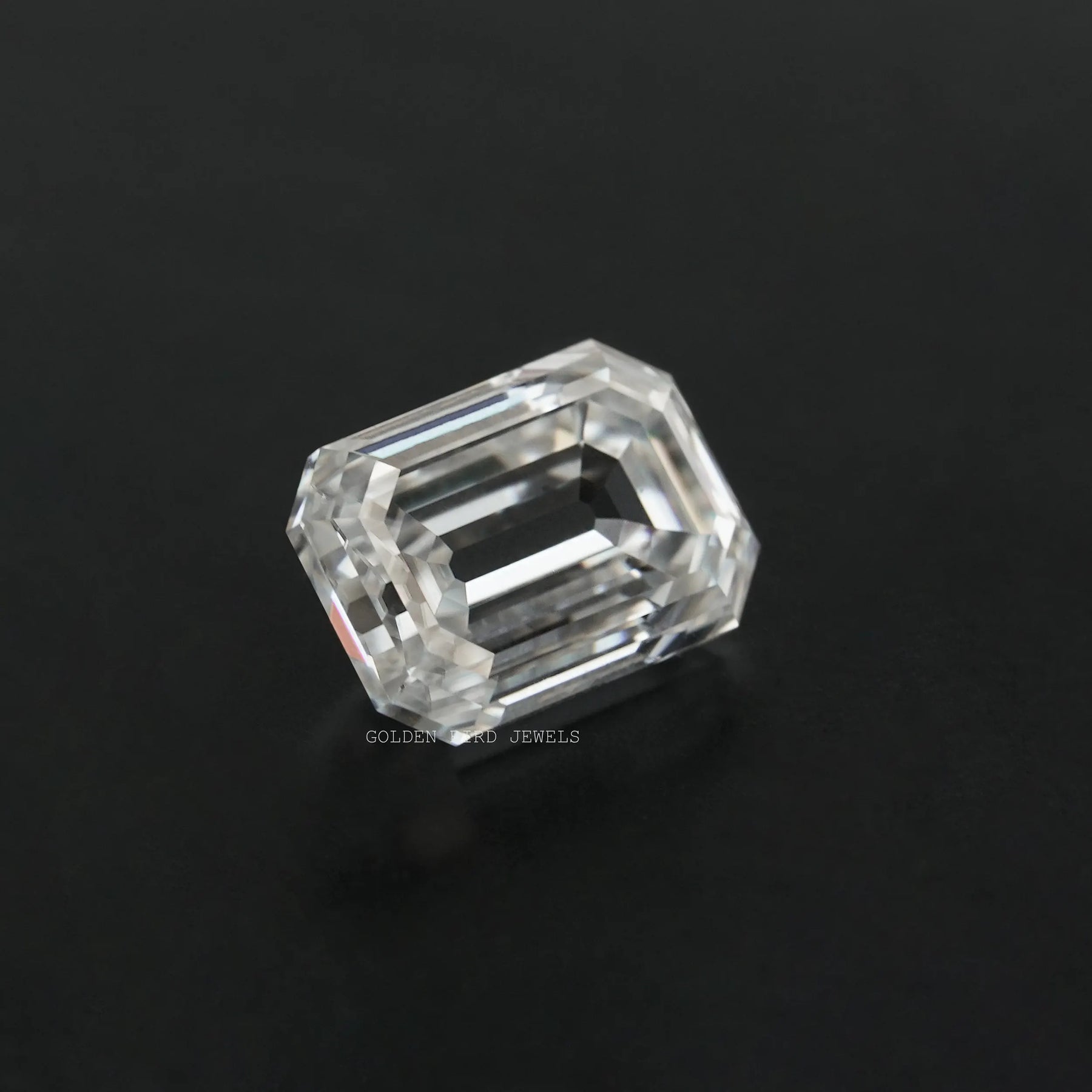 Cross view of Moissanite Old Mine Emerald Cut Loose Stone