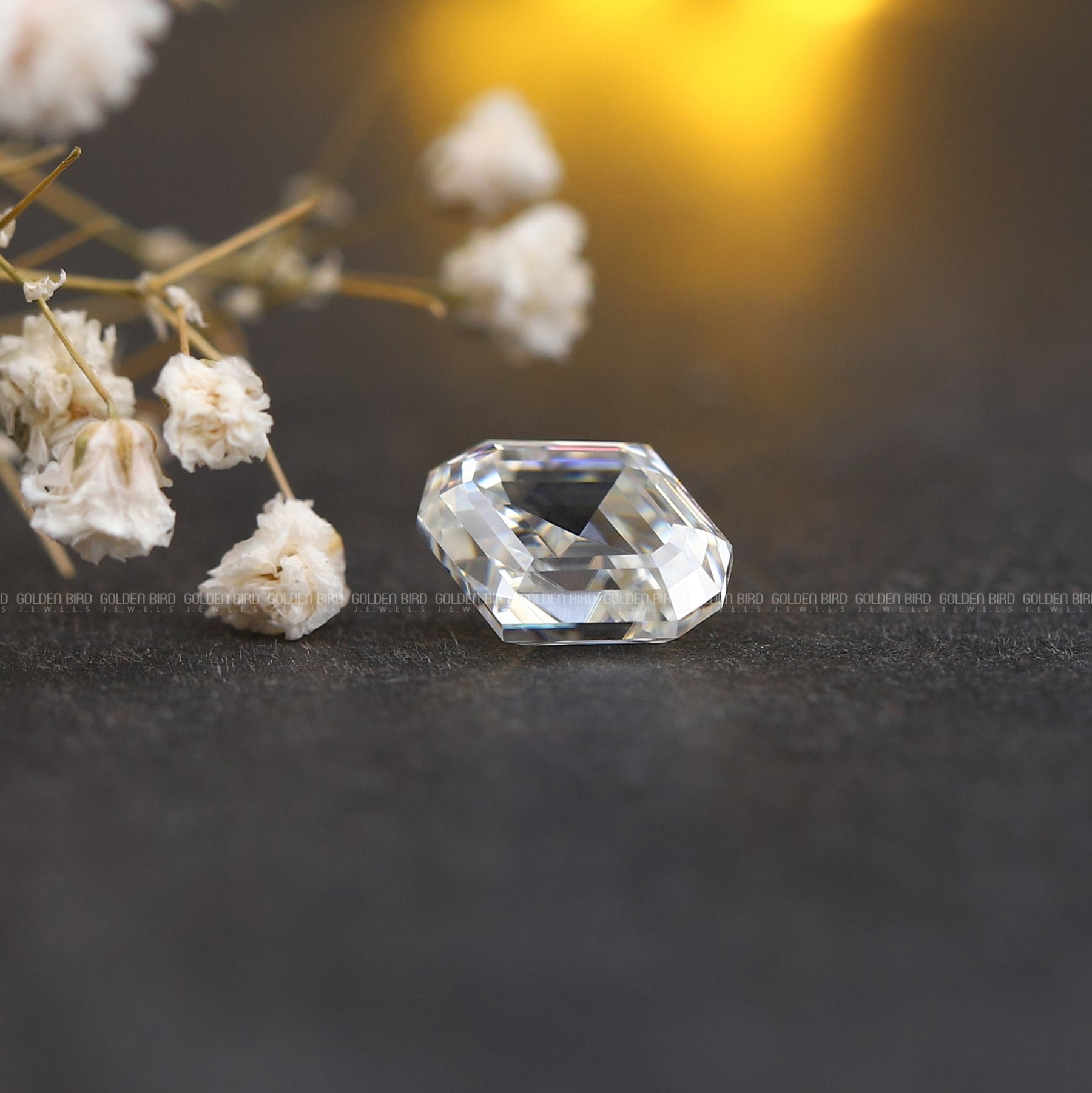 Close-Up View of Colorless Moval Cut Loose Moissanite In White Gold