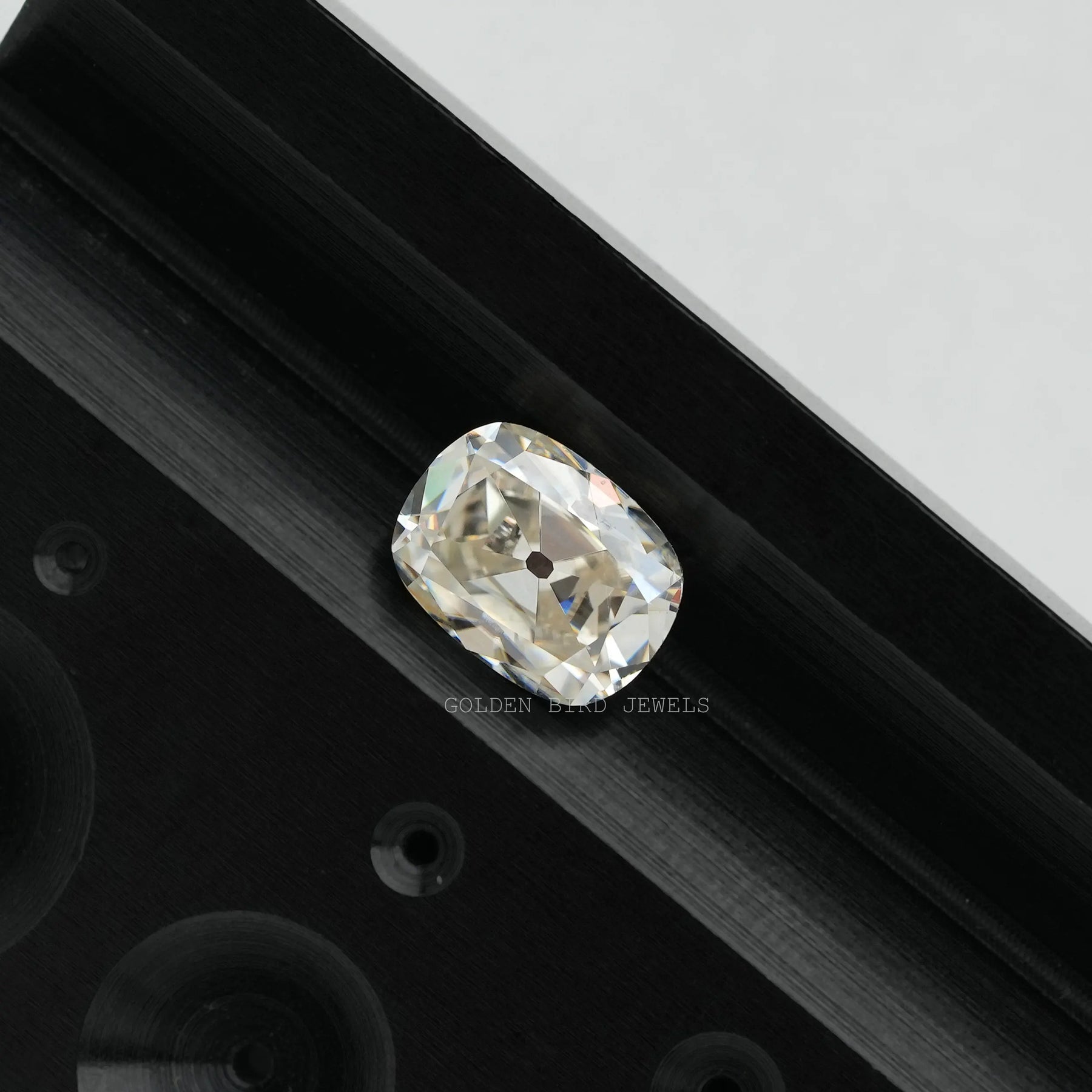 Side view of Moissanite Old Mine Cushion Cut Stone