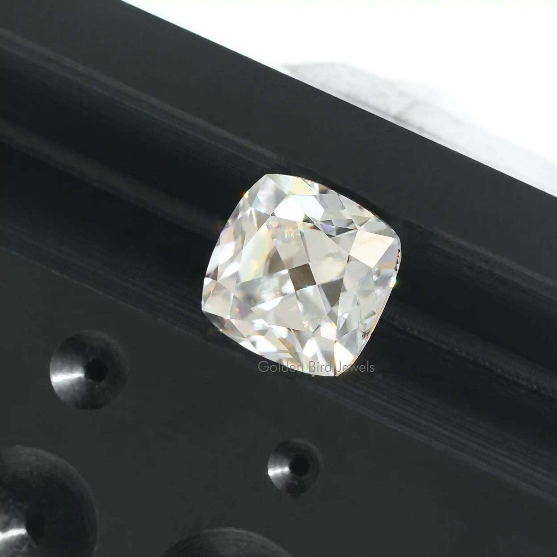 Close view of French Cut Cushion Shape Moissanite Gem-Stone