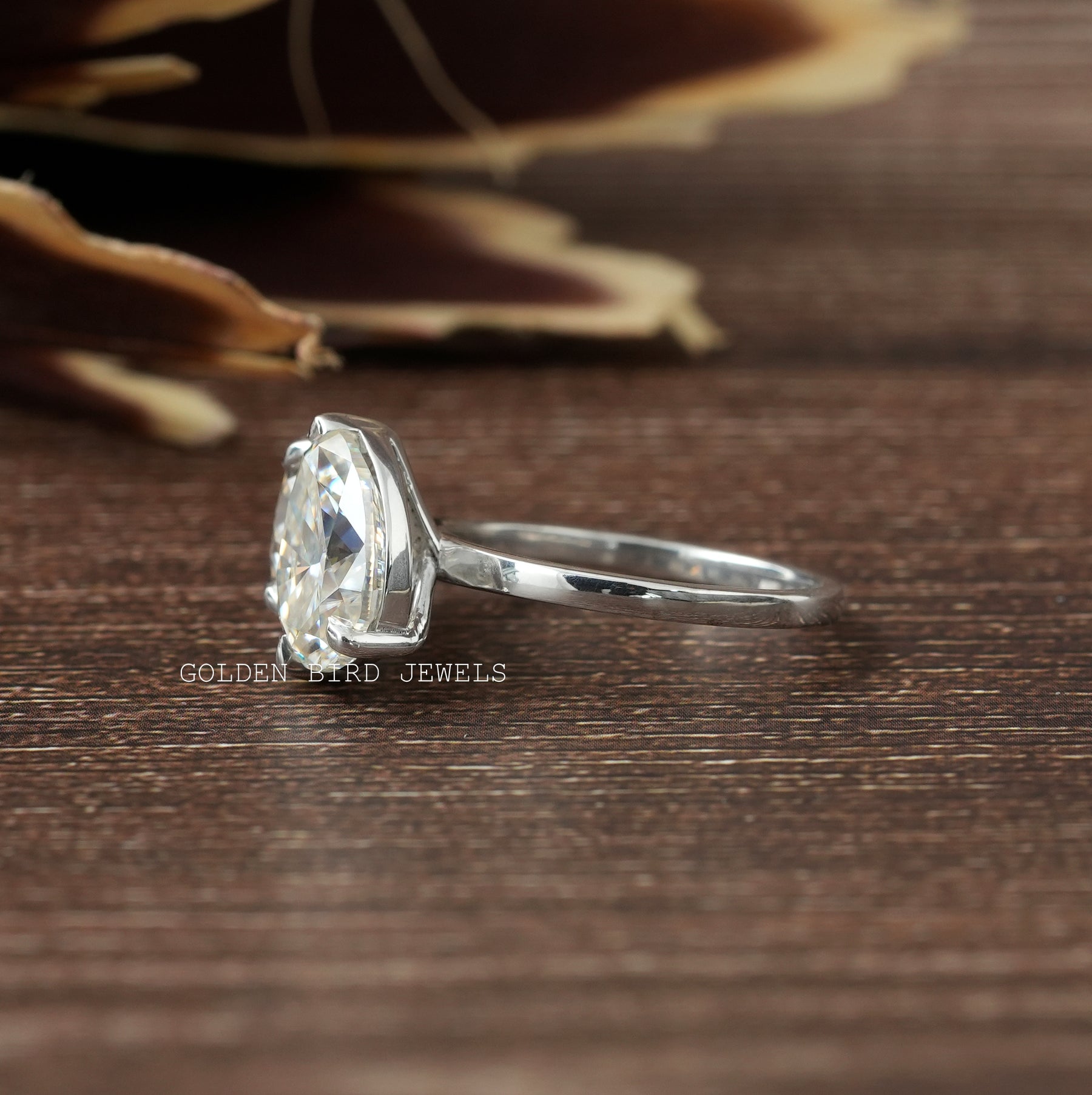 Detailed View of Round Cut Moissanite Toi Et Moi Ring In White Gold