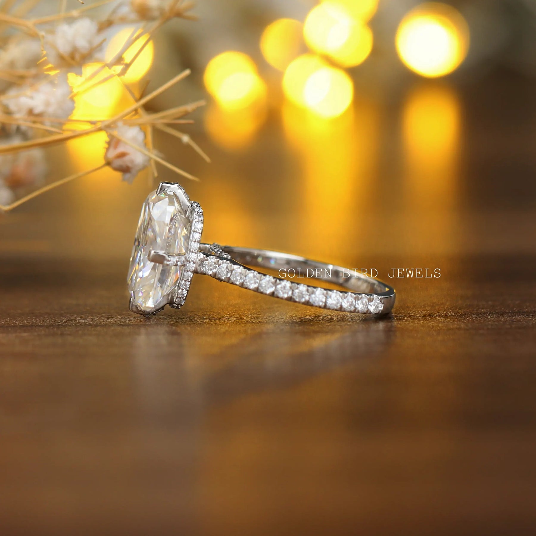 Cushion Cut Moissanite Engagement Ring In Finger