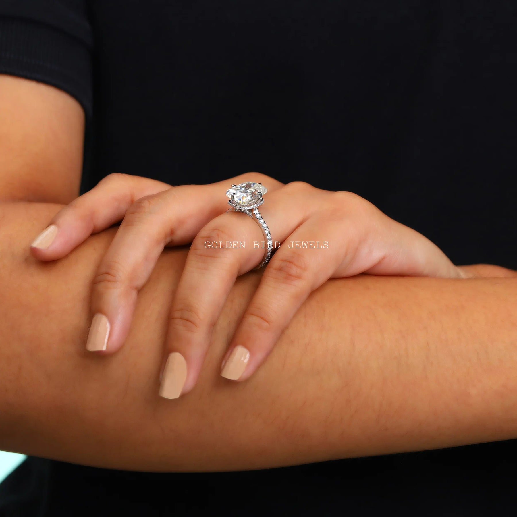 Detailed View Of Cushion Cut Moissanite Engagement Ring In White Gold