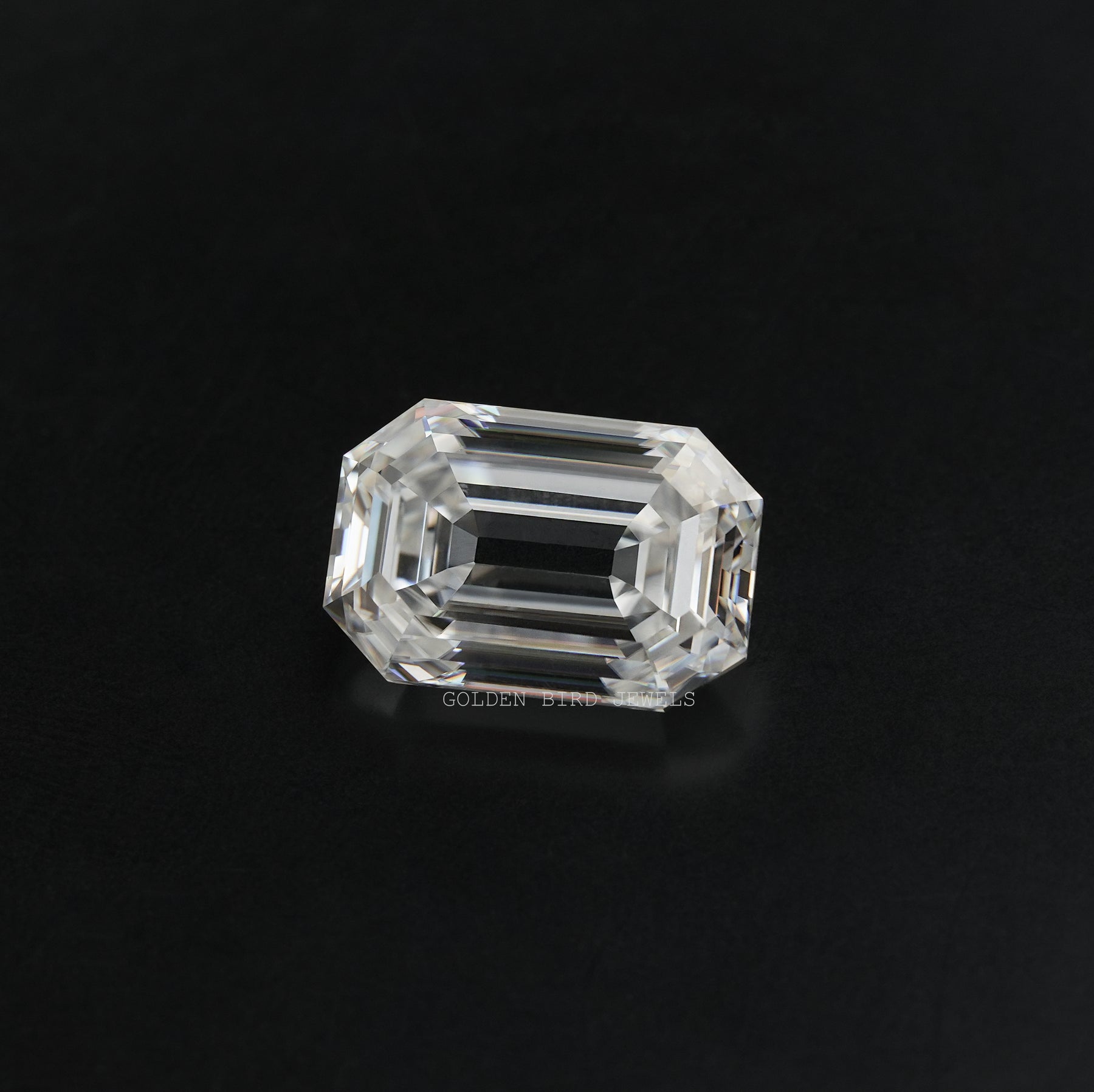 Side view of Moissanite Old Mine Emerald Cut Stone