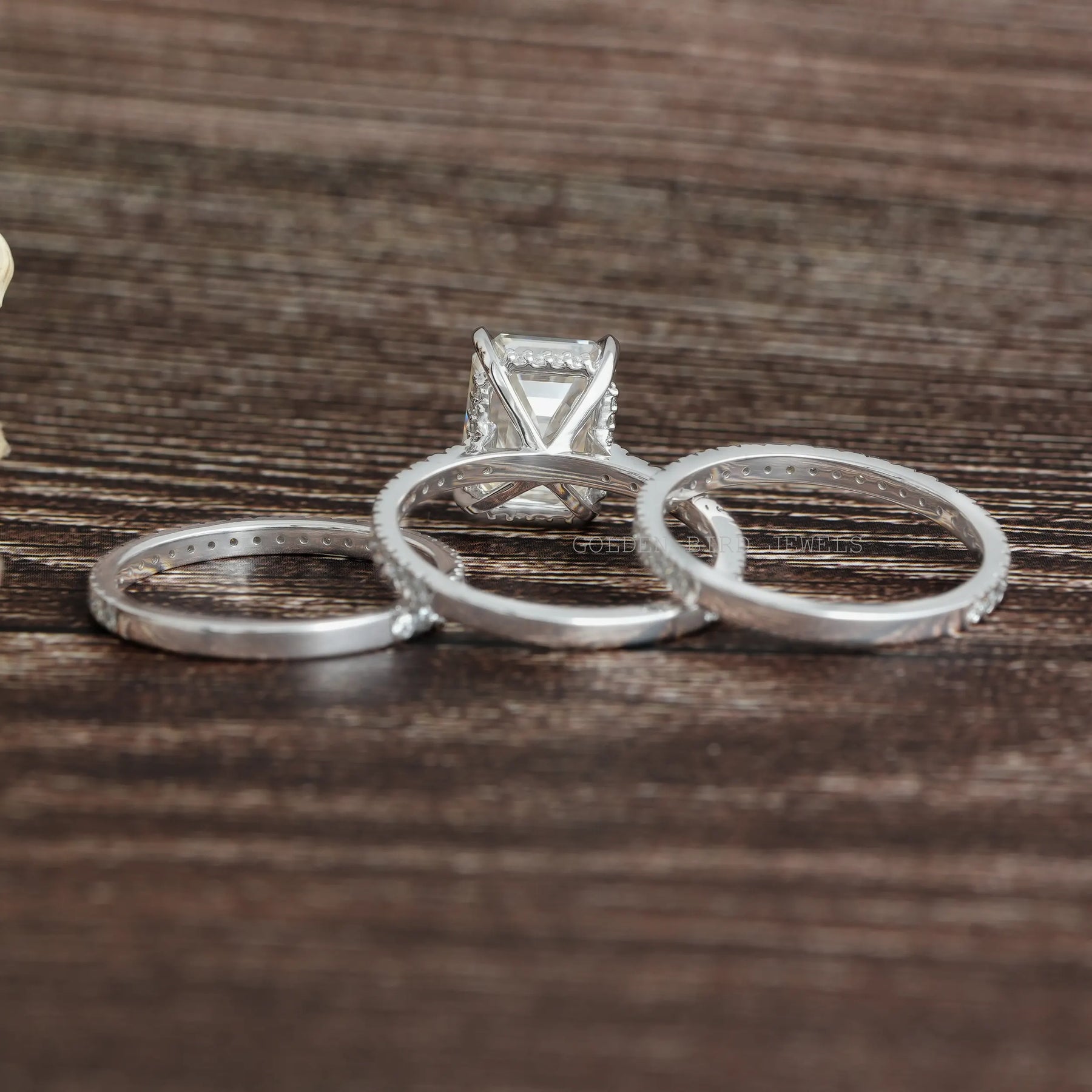 View of Emerald Cut Eternity Wedding Band In White Gold