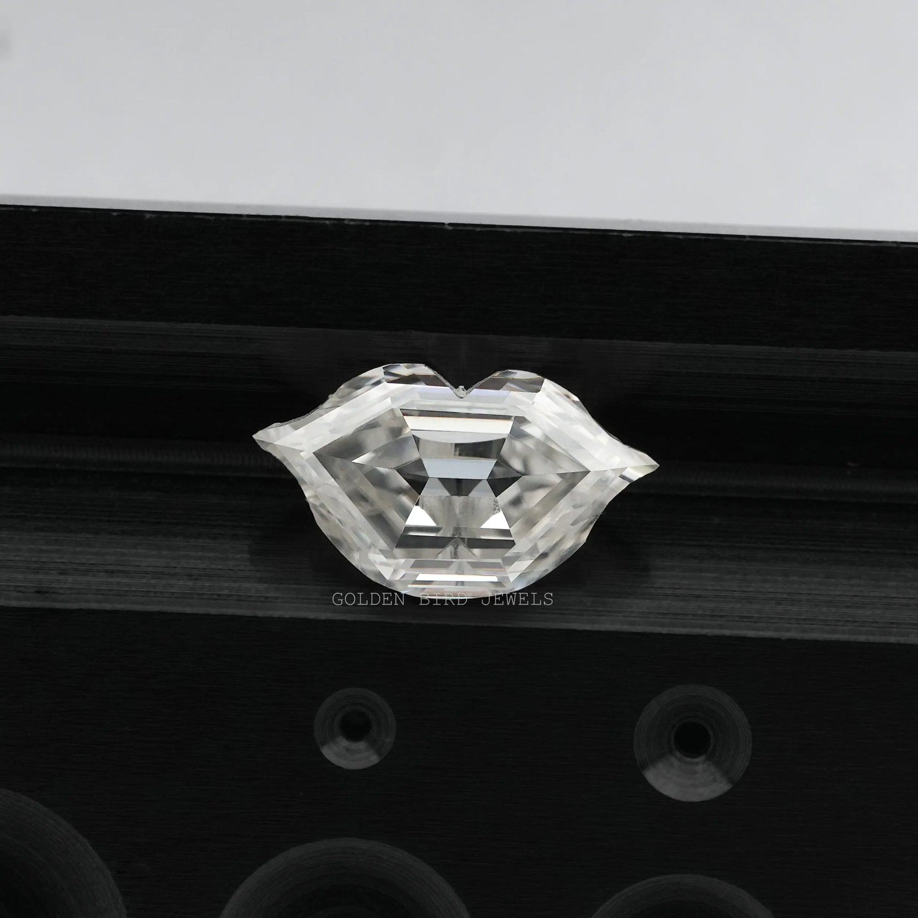 Front View Of Antique Colorless Lips Cut Loose Moissanite In White