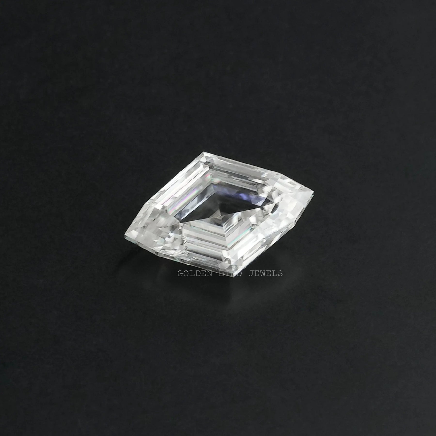 Close-Up View of Marquise Shaped Loose Moissanite In White