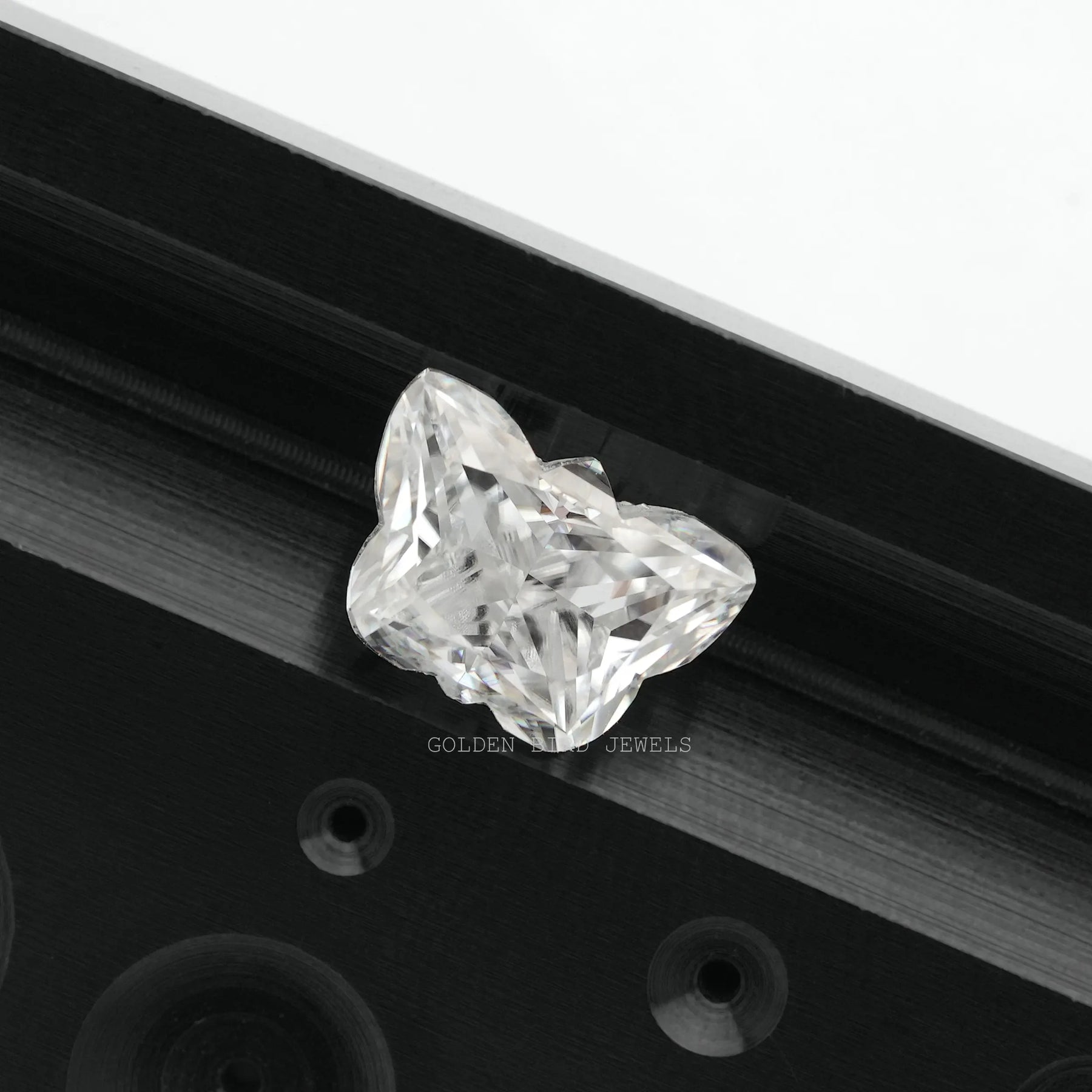 View Of Colorless Butterfly Cut Loose Stone In White