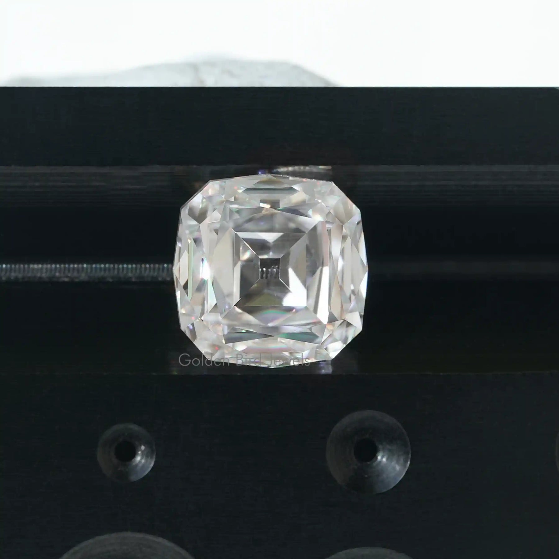 Close view of Antique Mazarin Cut Loose Moissanite