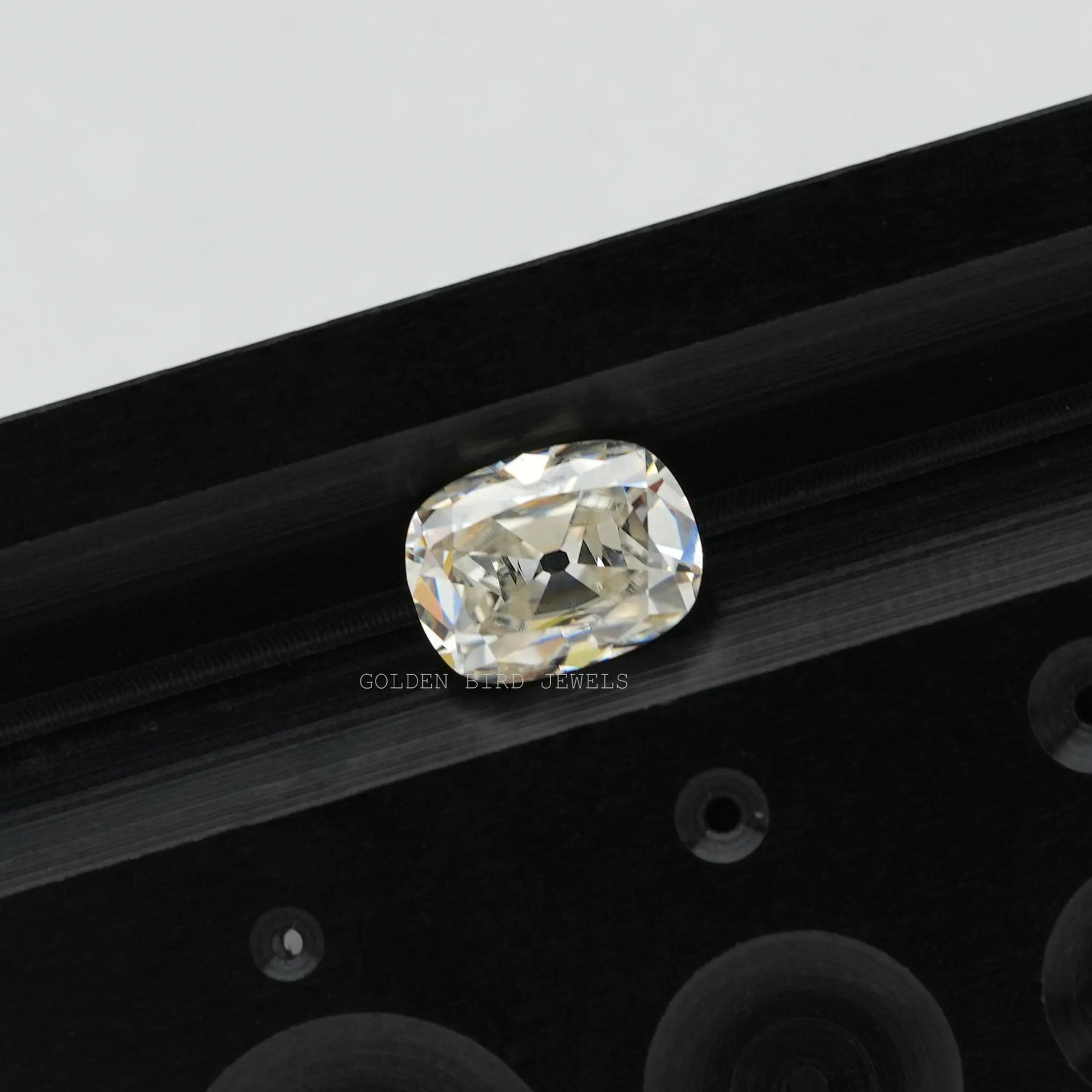 Detailed view of Old Mine Cushion Loose Moissanite