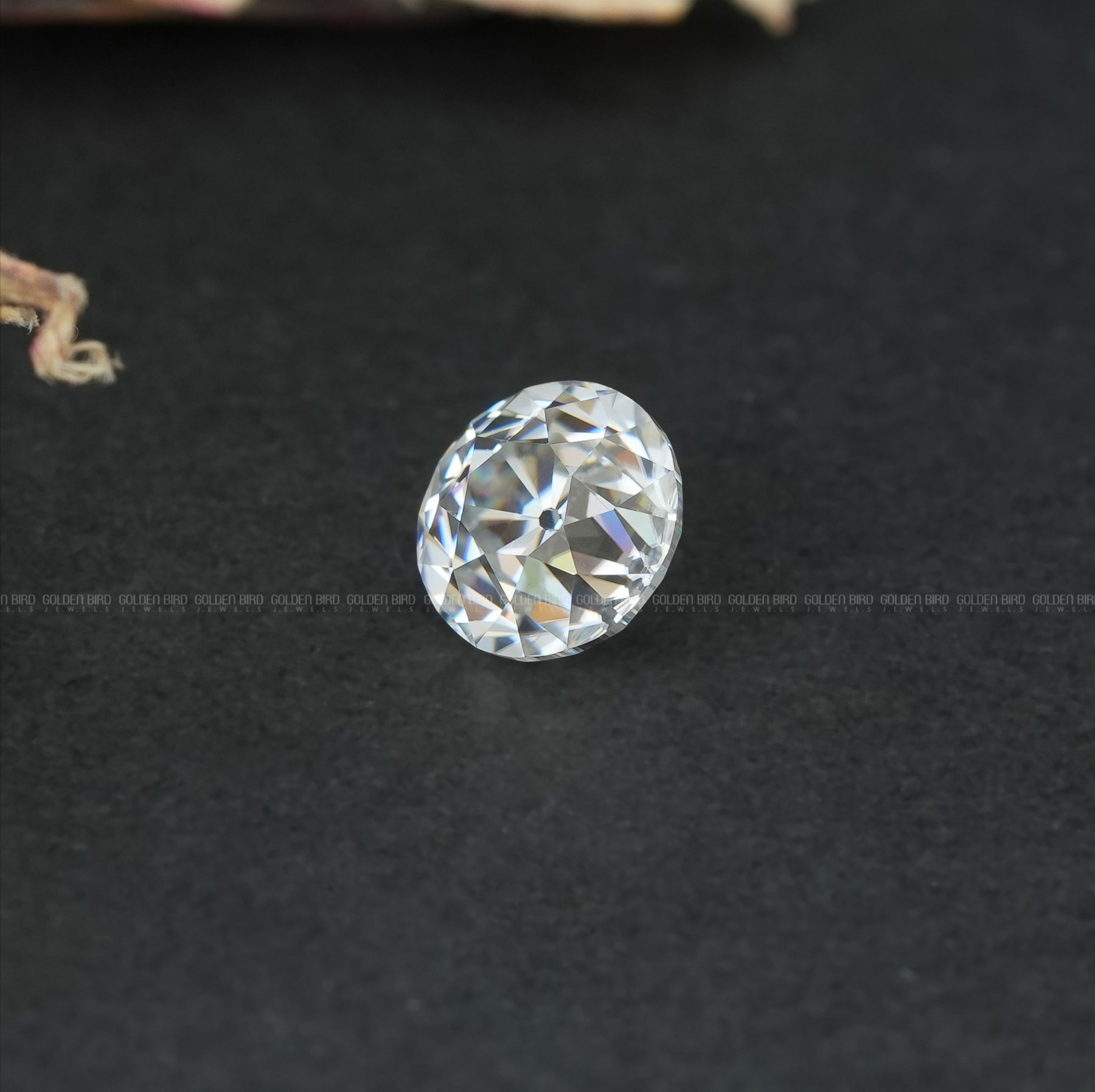 Close view of Old European Round Cut Moissanite Stone
