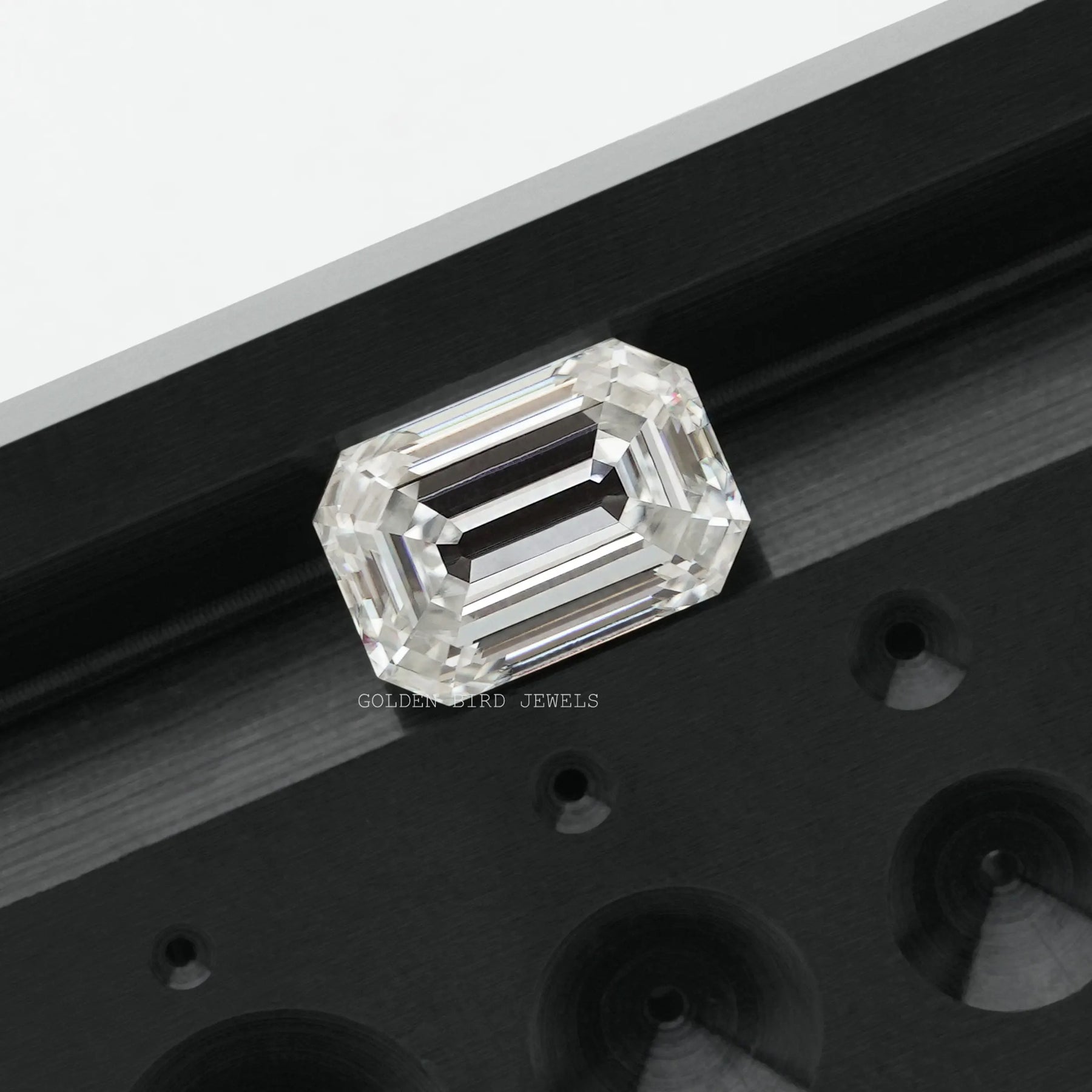 Detailed view of Emerald Cut Loose Moissanite