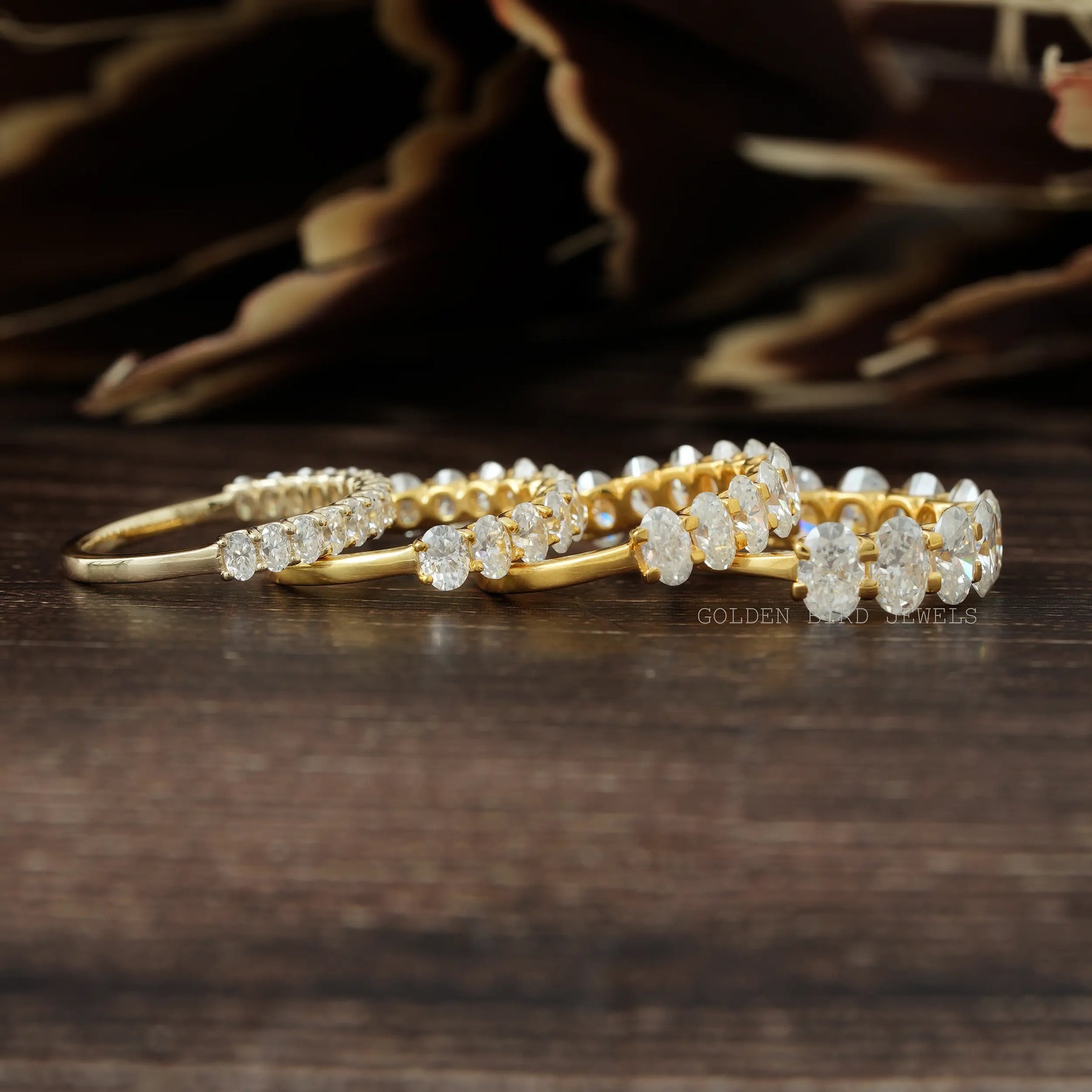 Oval Cut Moissanite Half Eternity Wedding Band