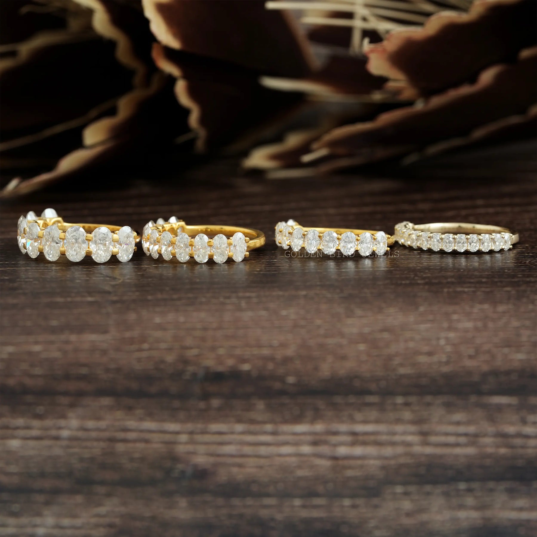 Oval Cut Moissanite Half Eternity Wedding Band