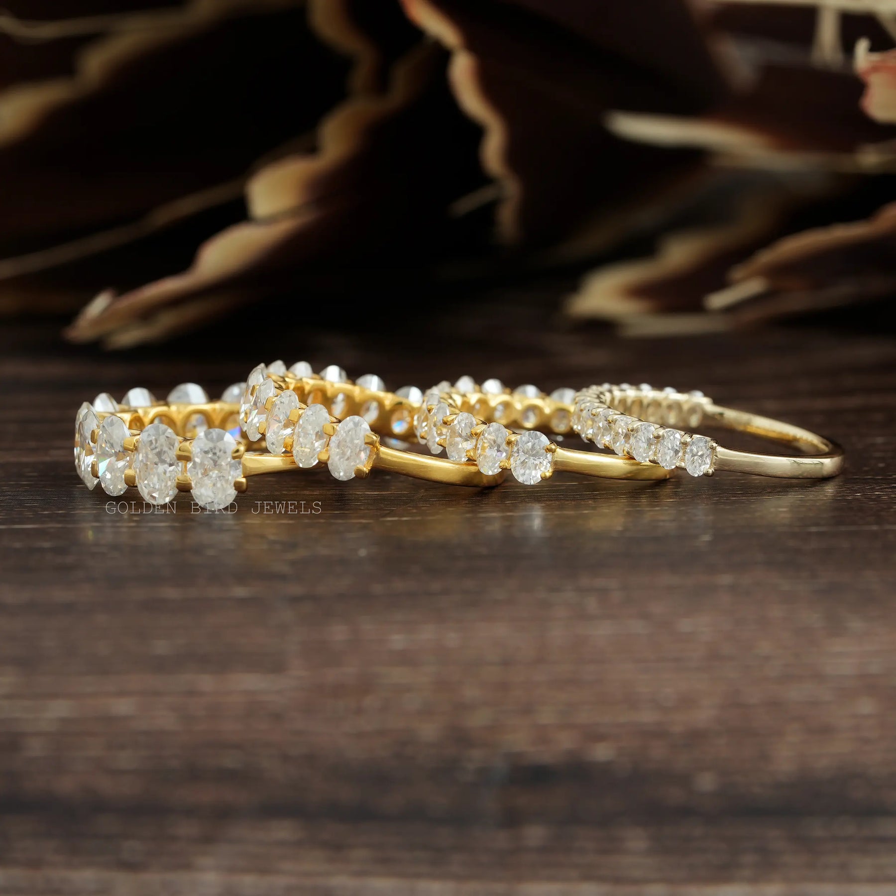 Oval Cut Moissanite Half Eternity Wedding Band