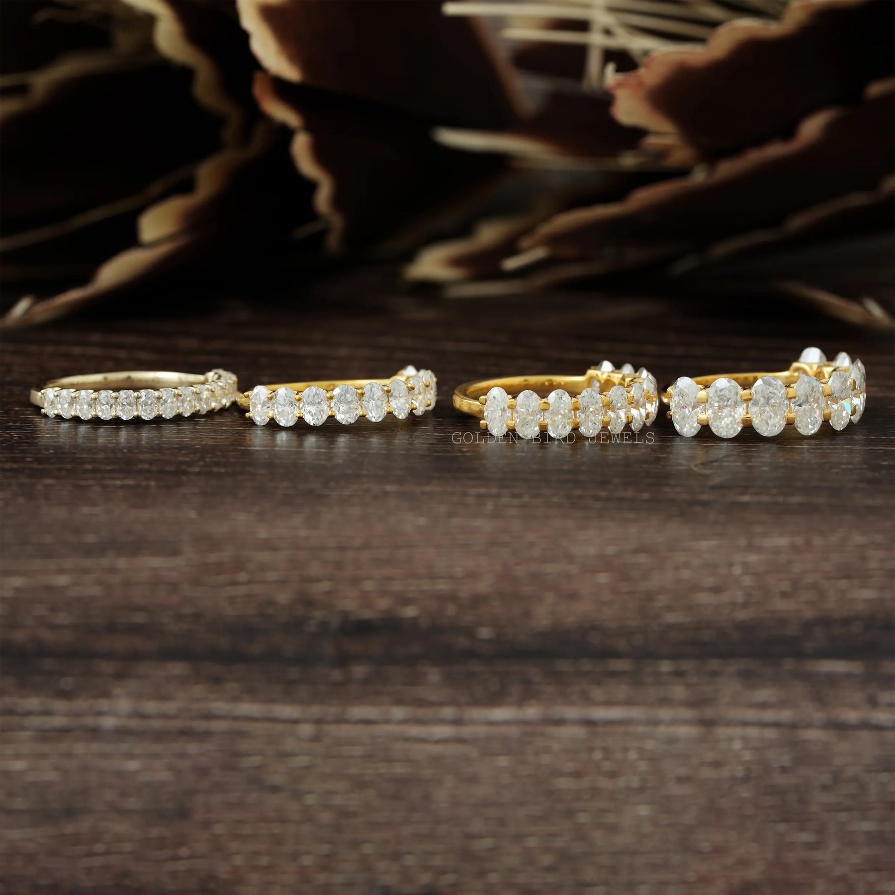 Oval Cut Moissanite Half Eternity Wedding Band