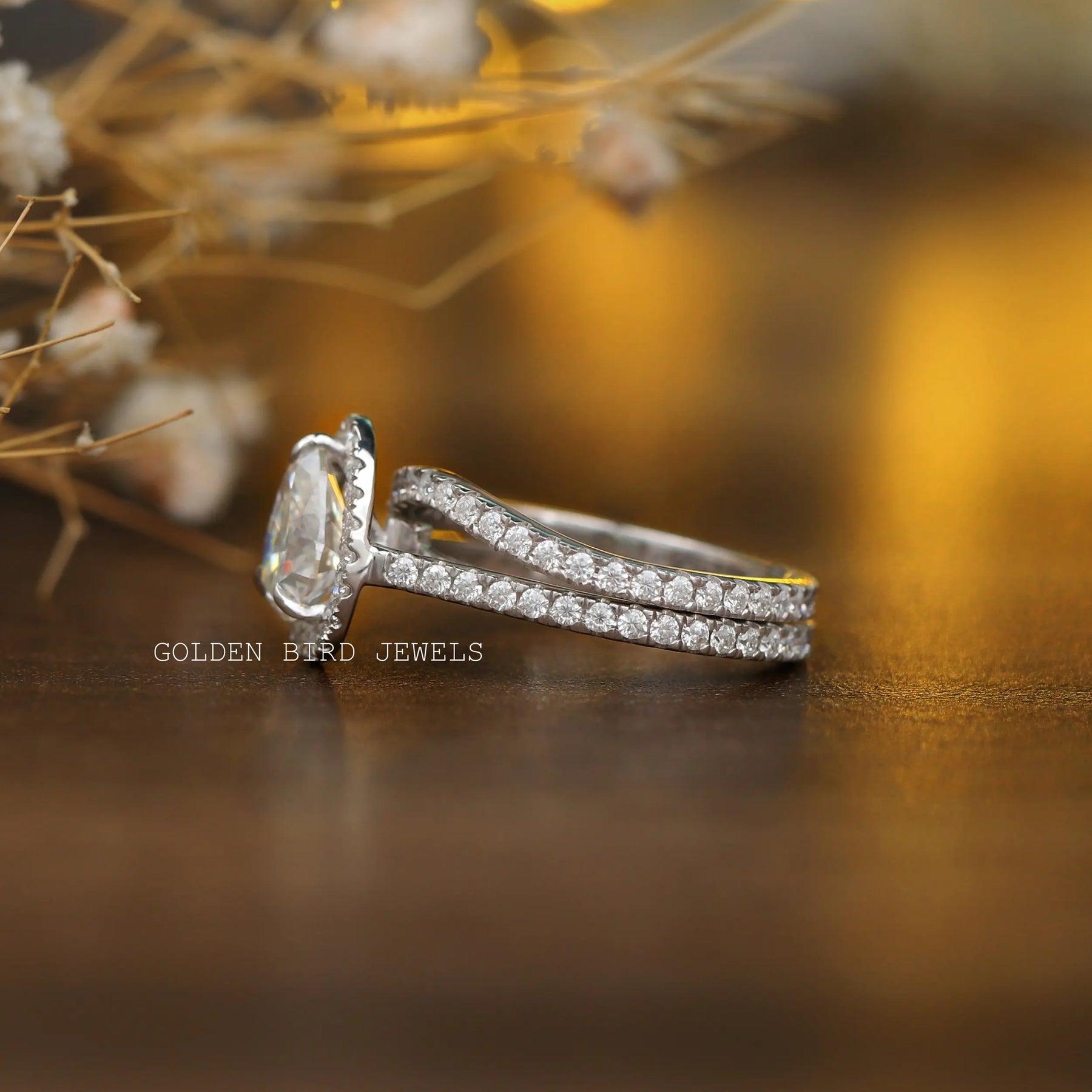 Moissanite Cut Bridal Wedding Ring Set In White Gold