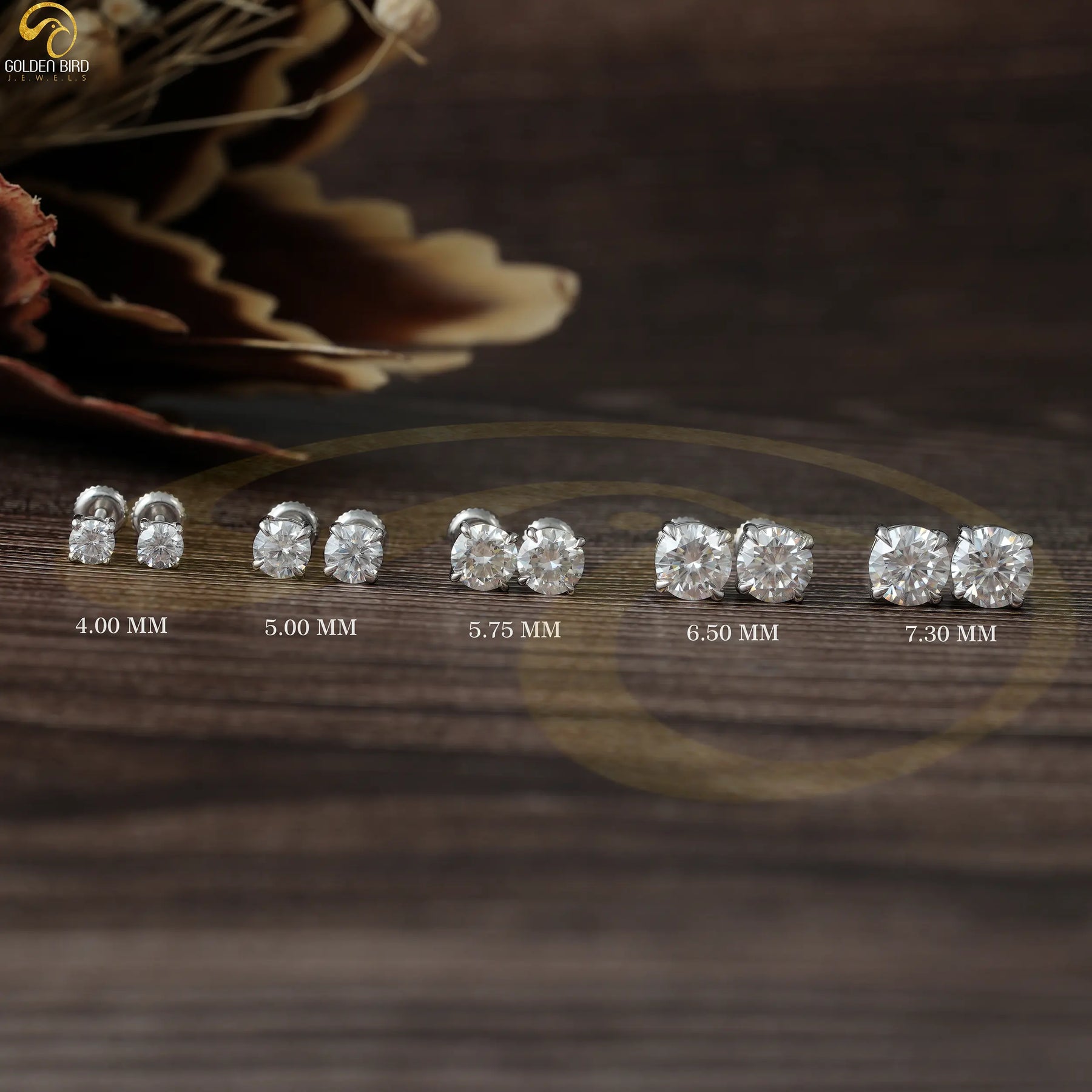 2 Carat Colorless Round Cut Moissanite Stud Earrings