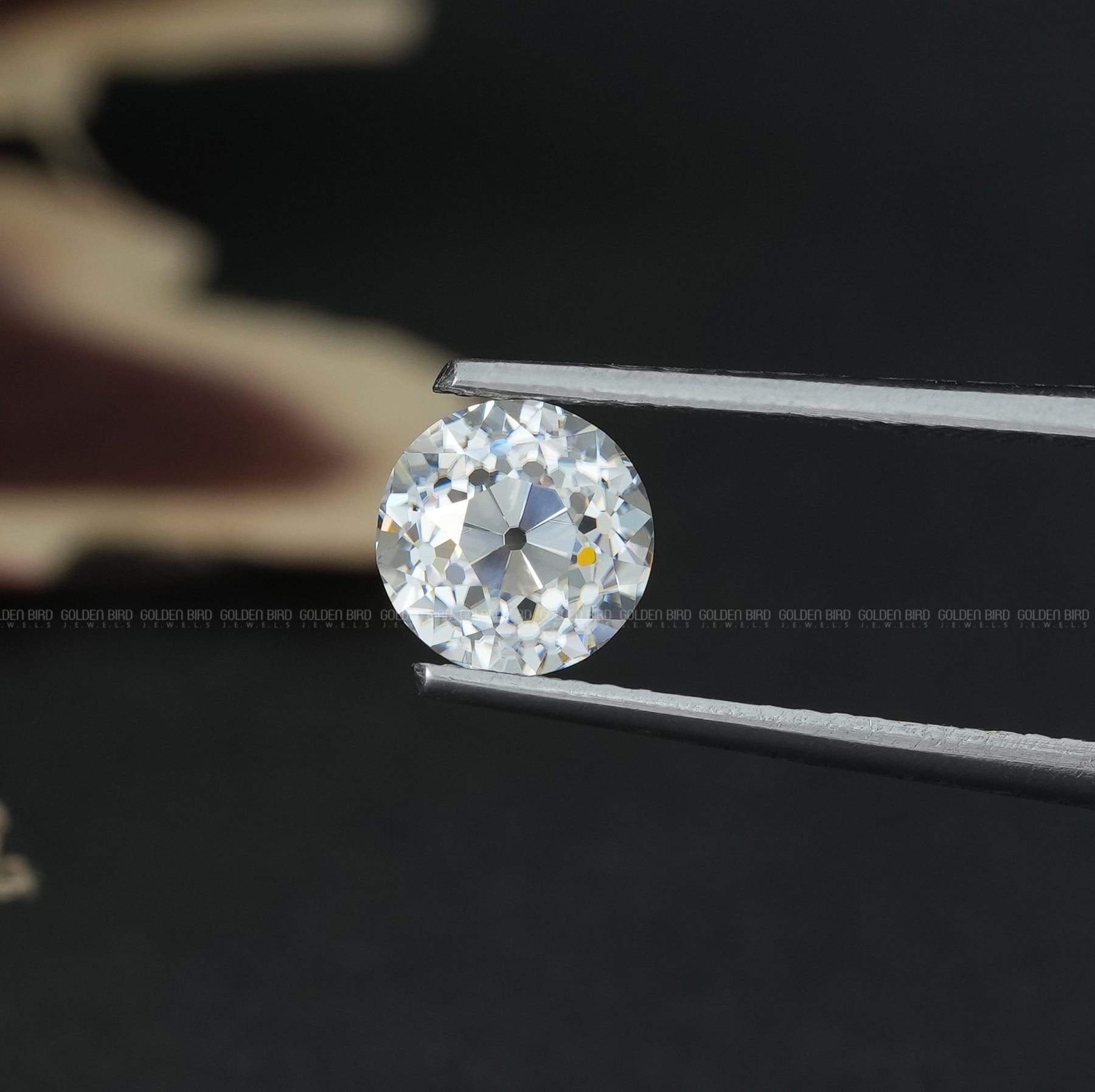 Top view of Old European Round Moissanite Stone