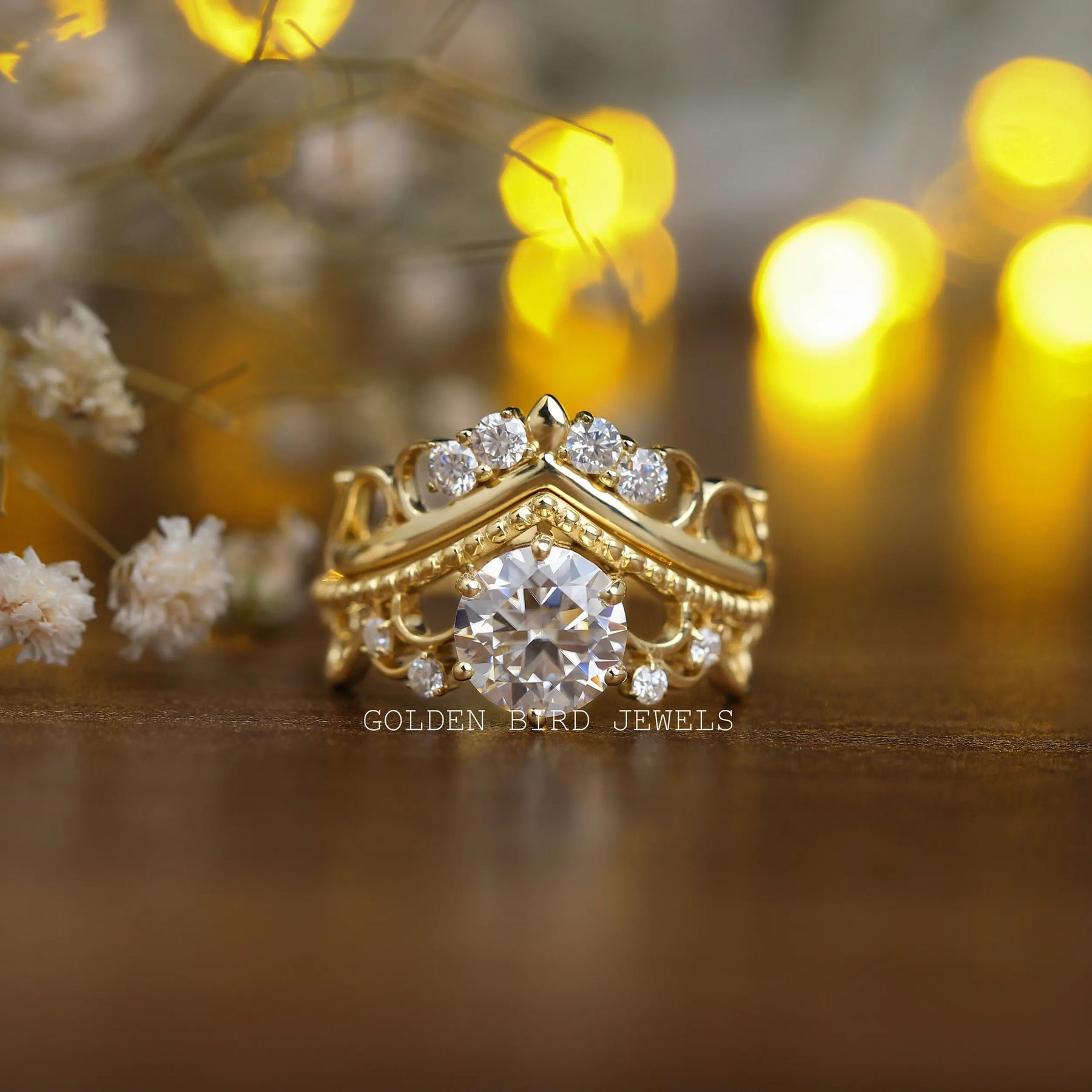 Moissanite bridal wedding ring set